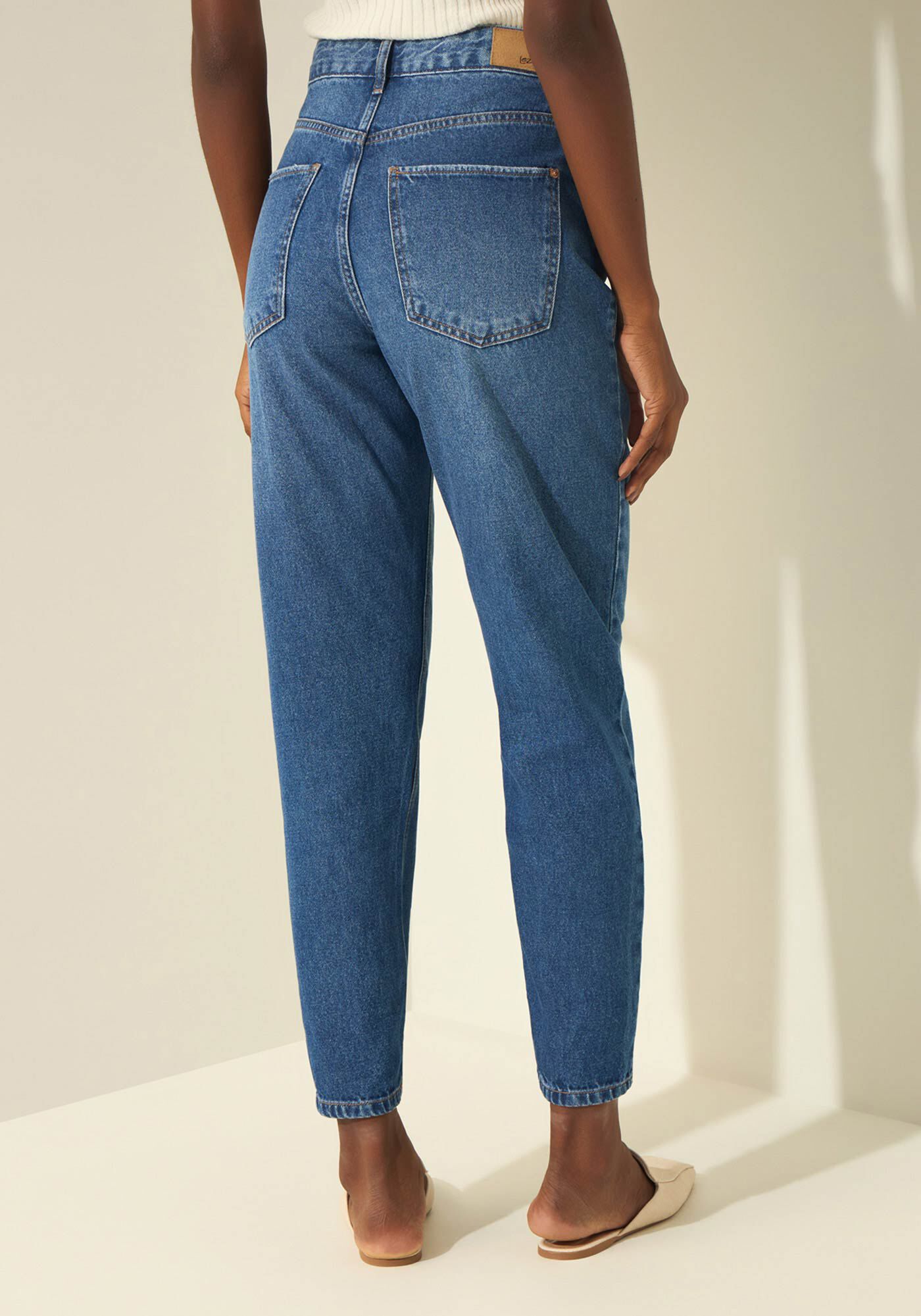 Cal&ccedil;a Mom Jeans De Cintura Alta Com Bolsos, JEANS, large.