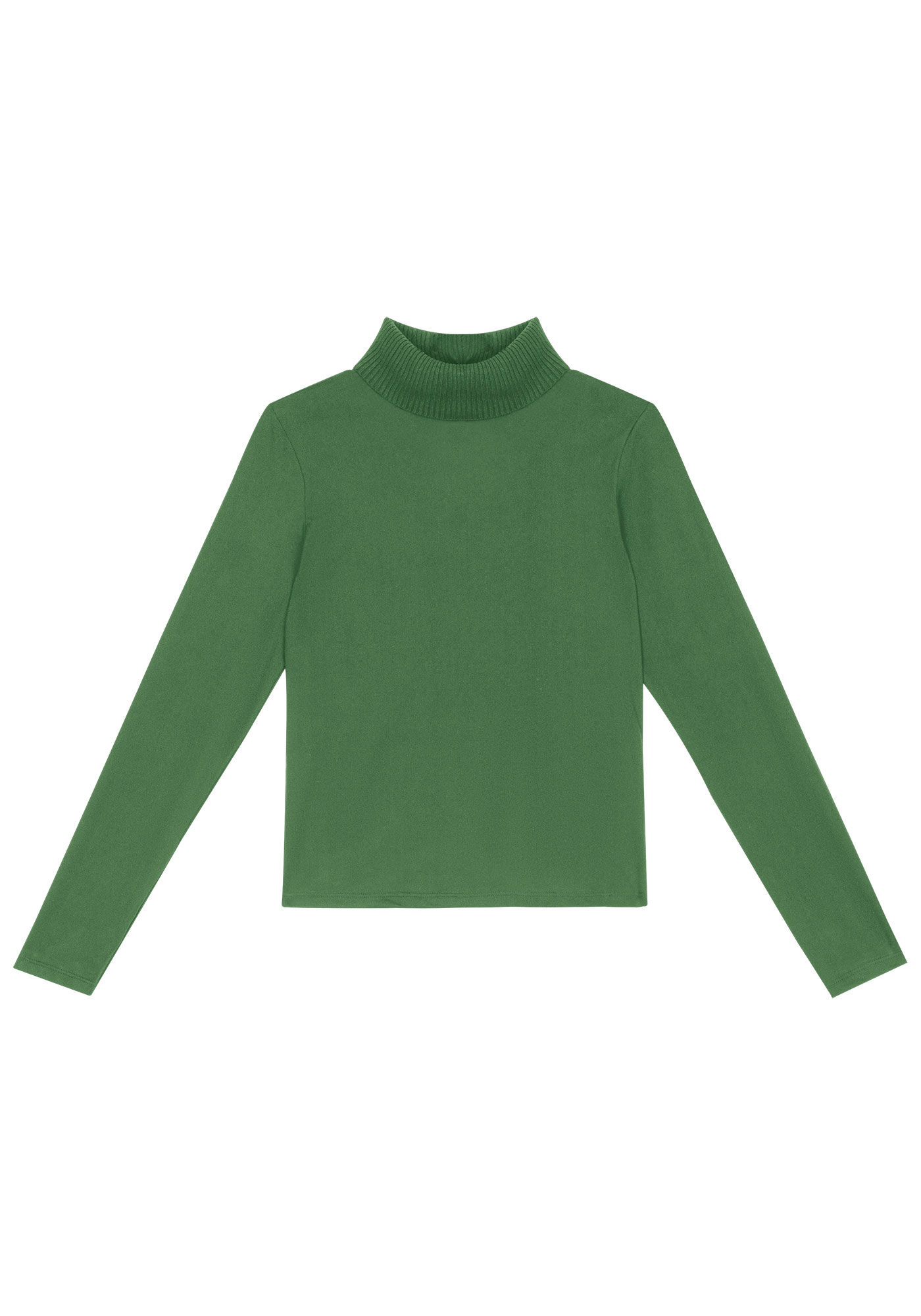 Blusa Manga Longa em Malha Aveludada com Gola Alta, , large.