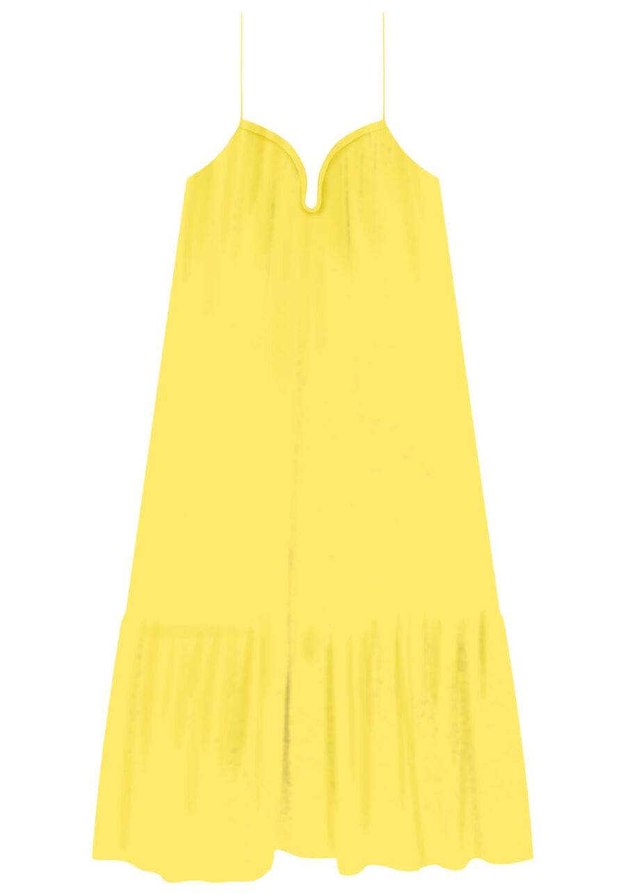 Vestido Midi em Crepe com Recorte Decote, . Vestido Midi em Crepe com Recorte Decote, , large.