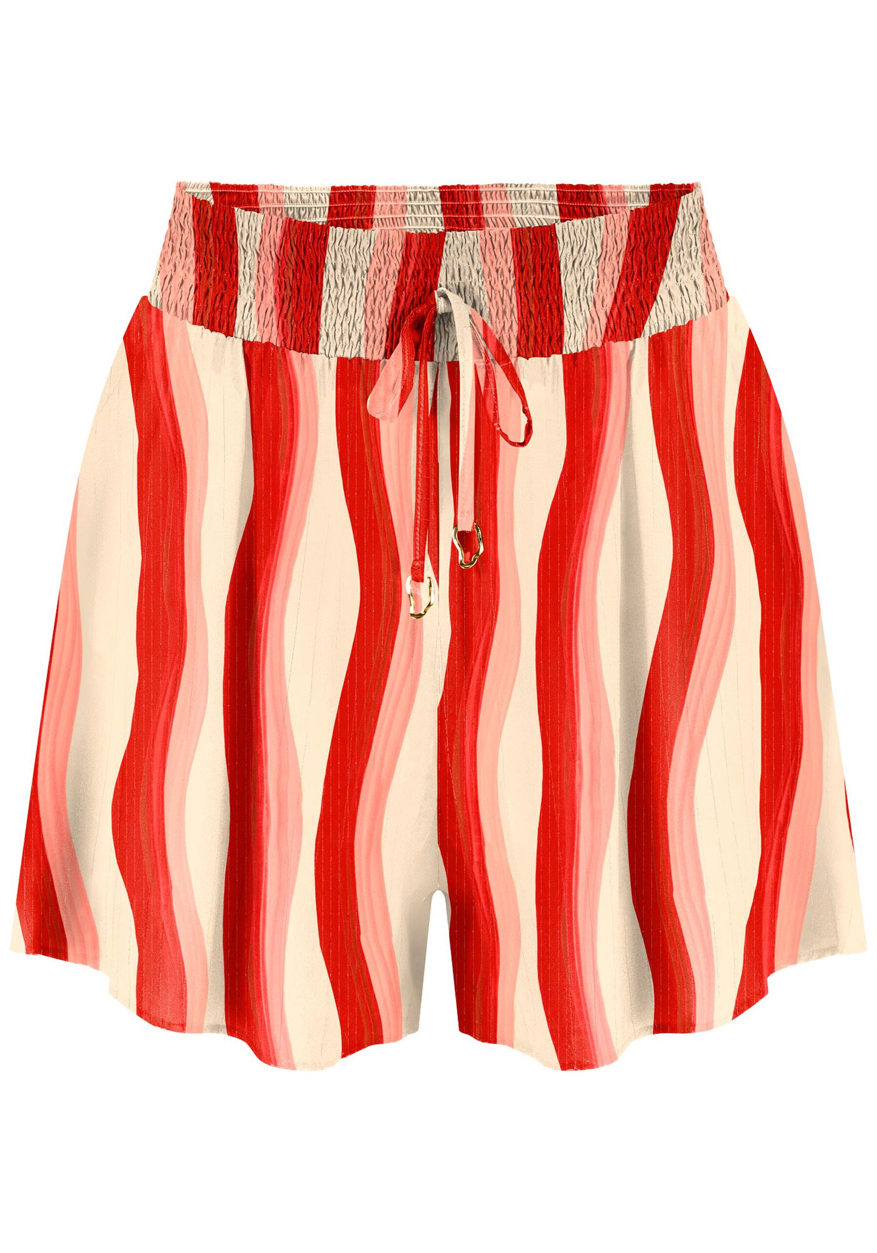 Shorts Estampado em Viscose Lurex com Lastex Cós, DESERT VERMELHO. Shorts Estampado em Viscose Lurex com Lastex Cós, DESERT VERMELHO, large.