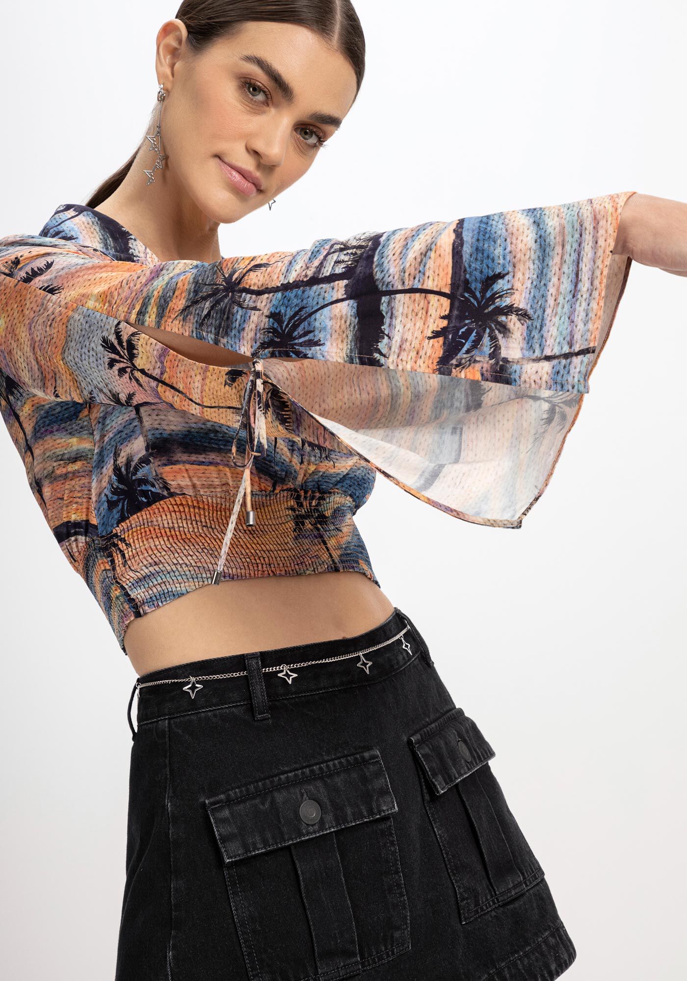 Blusa cropped cheap estampada zara