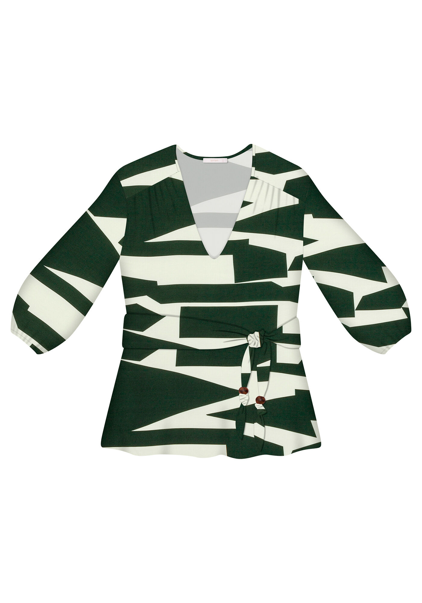 Blusa Manga 3/4 Cinto Estampa, , large.