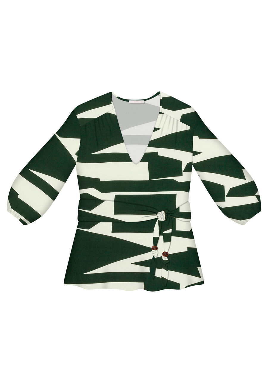 Blusa Manga 3/4 Cinto Estampa, . Blusa Manga 3/4 Cinto Estampa, , large.