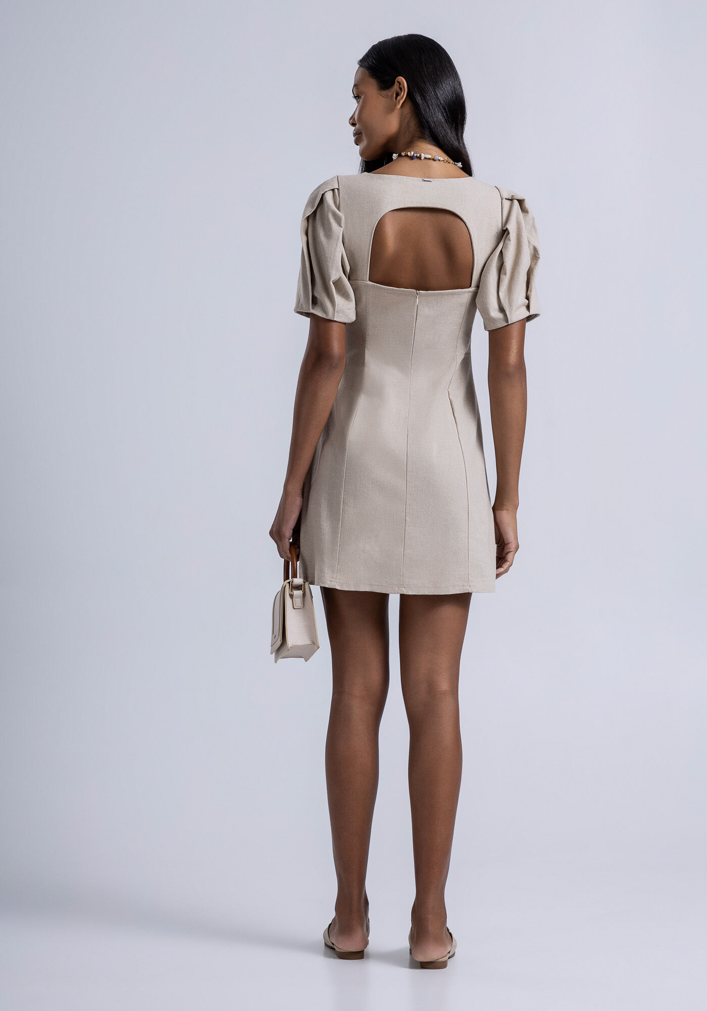 Vestido curto de linho clearance