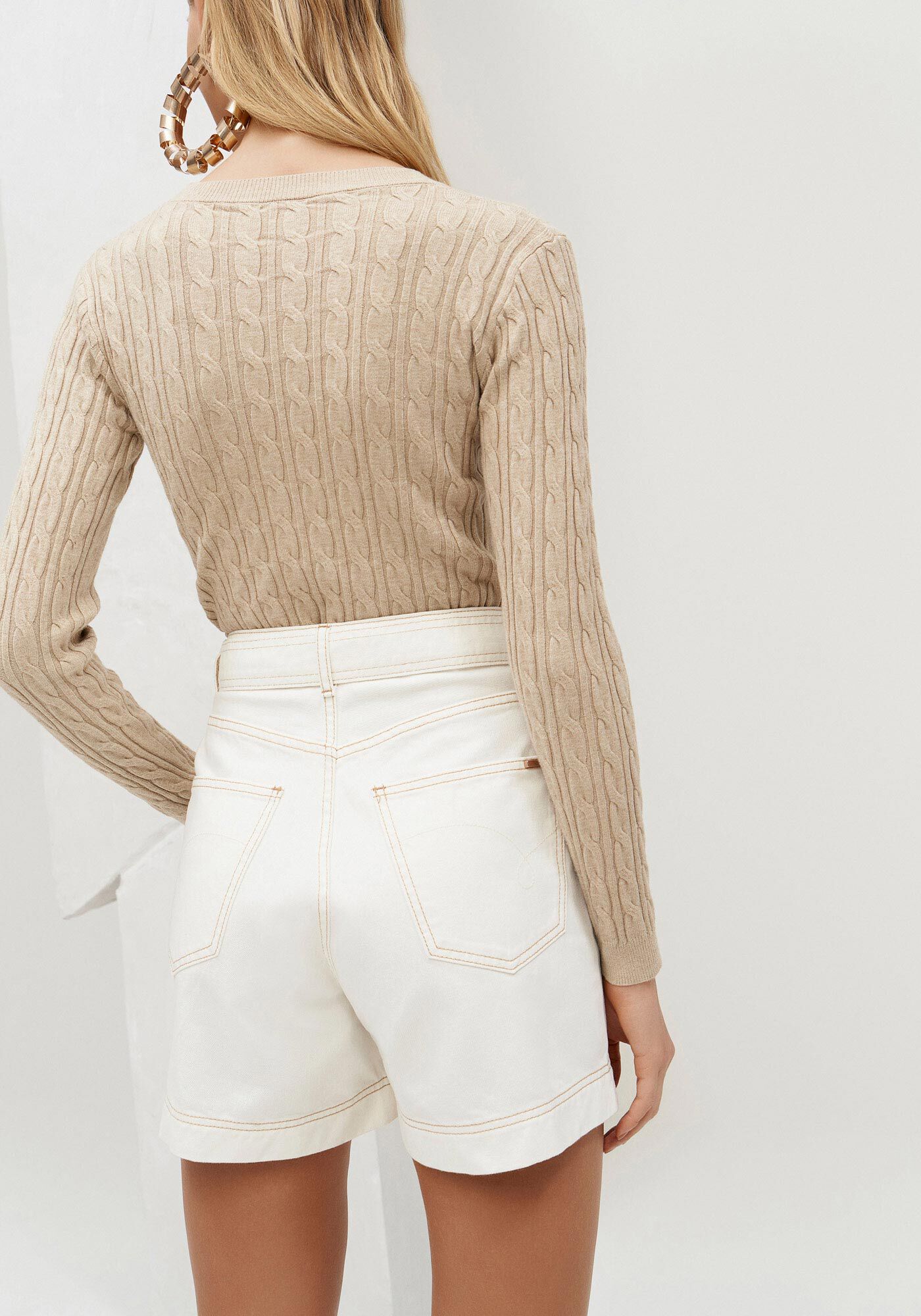 Shorts Sarja Mom Cintura Alta com Cinto, , large.