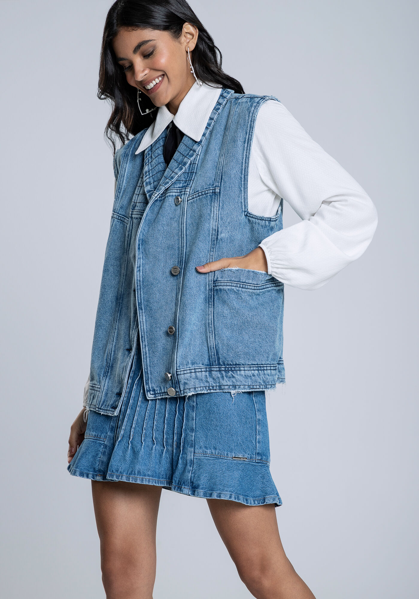 Colete cheap jeans fechado