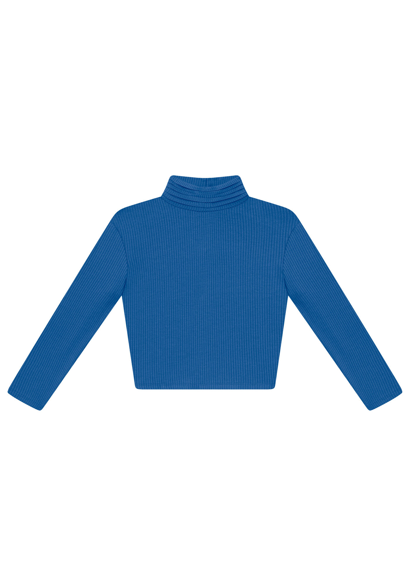 Blusa Cropped em Malha Canelada com Gola Alta, , large.