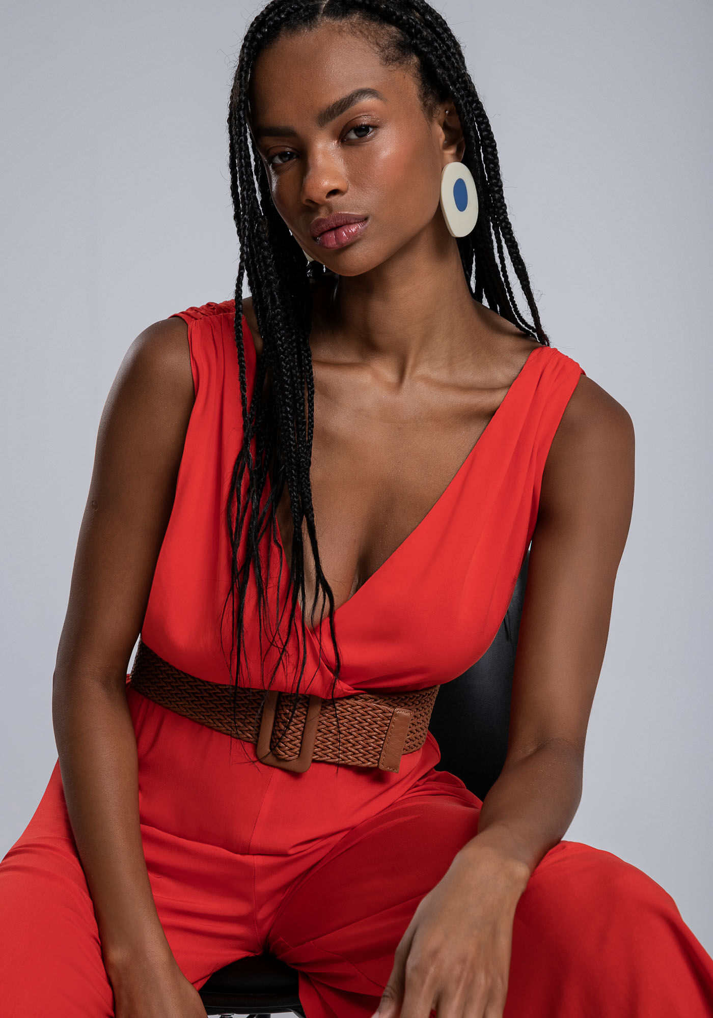 Macac&atilde;o Pantacourt Decote Transpassado Cores, VERMELHO TORONTO, large.