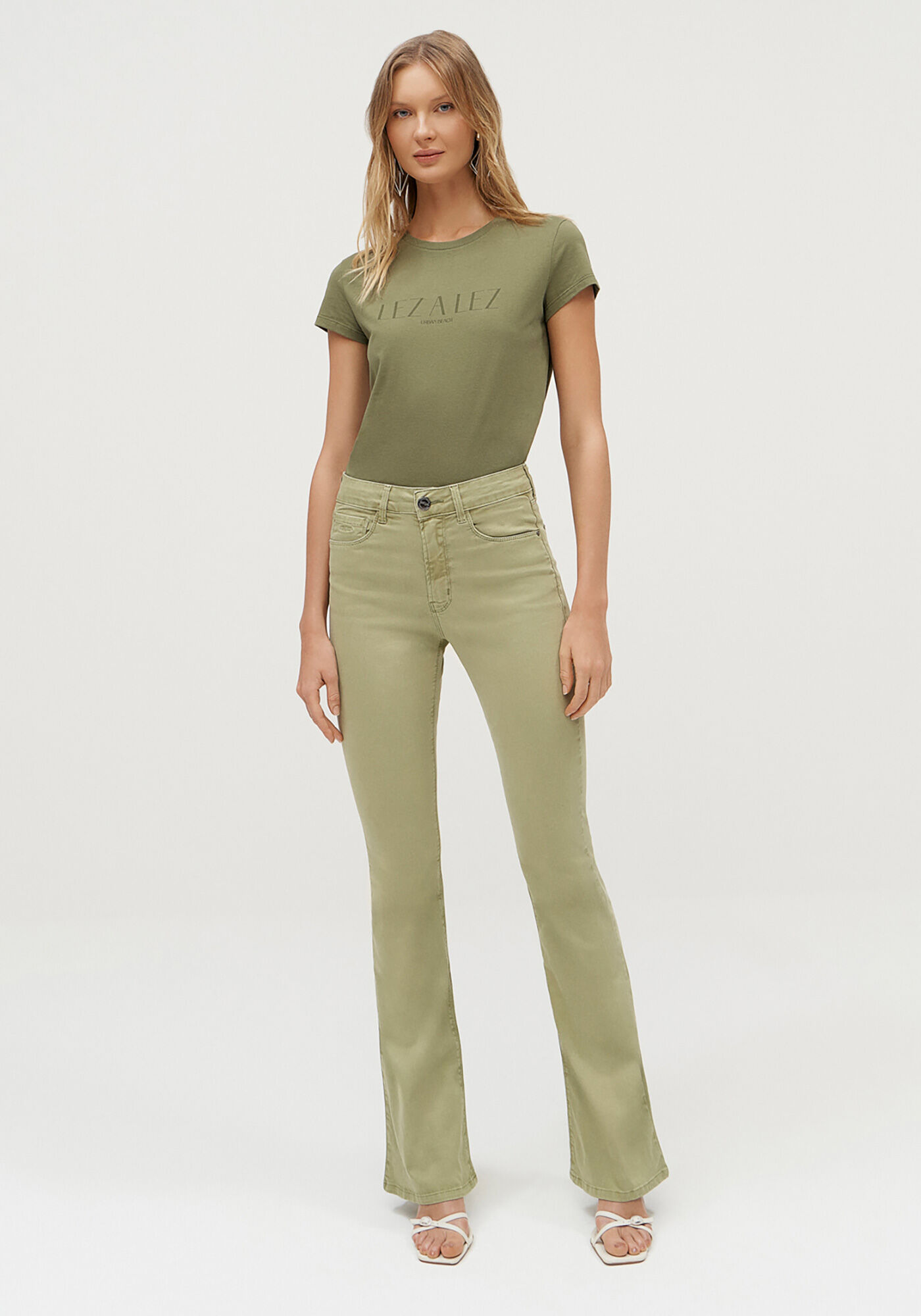 Cal&ccedil;a Sarja Flare Boot Cut com Cintura Alta, , large.