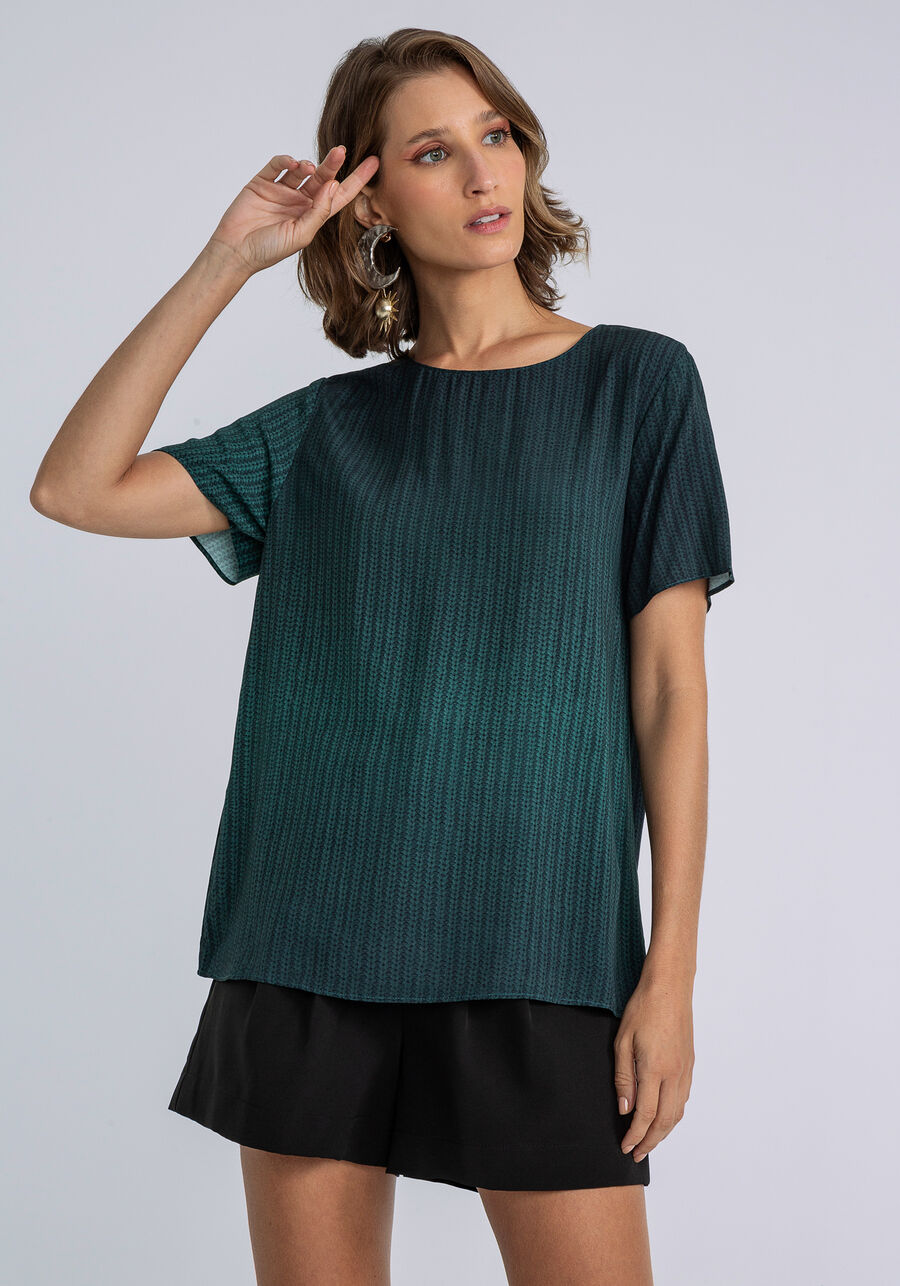 Blusa com Faixa Estampa, TRICO. Blusa com Faixa Estampa, TRICO, large.