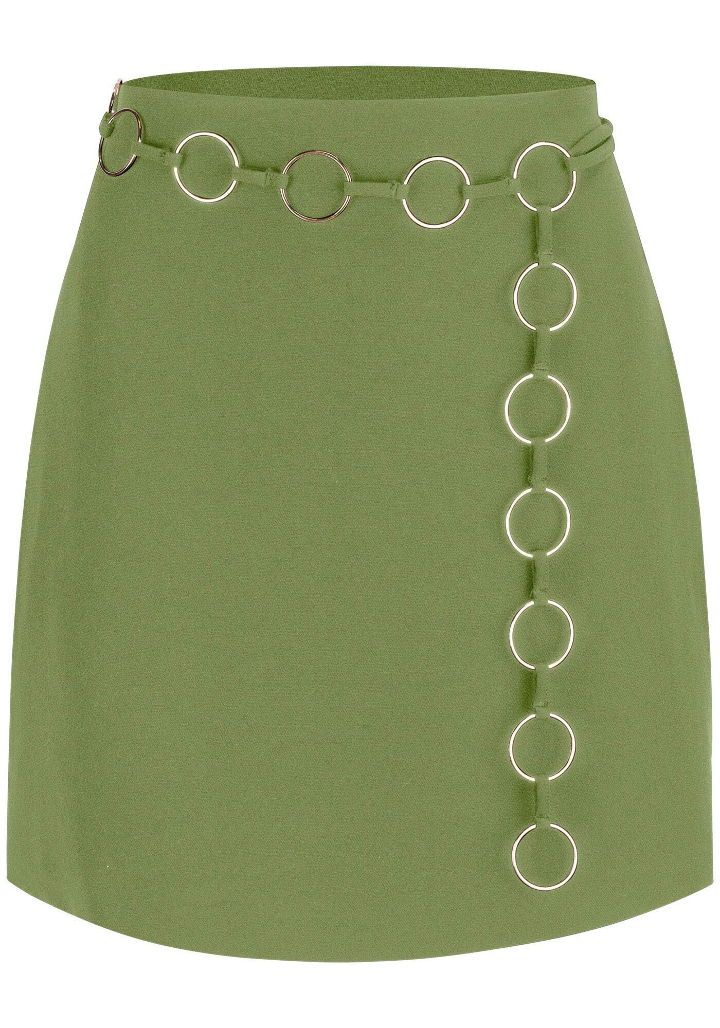 Saia Curta Alfaiataria com Cinto Corrente, , large.