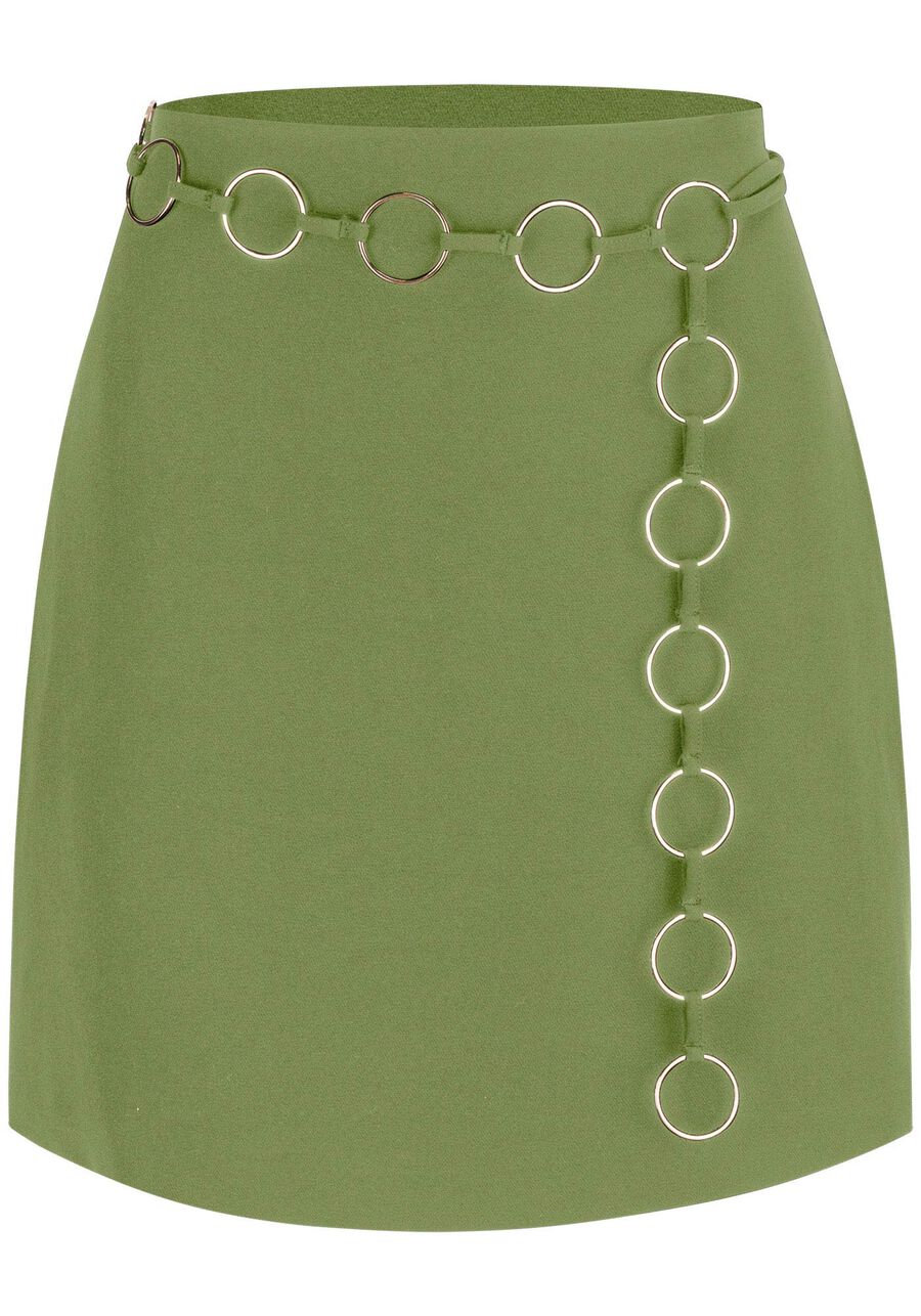Saia Curta Alfaiataria com Cinto Corrente, . Saia Curta Alfaiataria com Cinto Corrente, , large.
