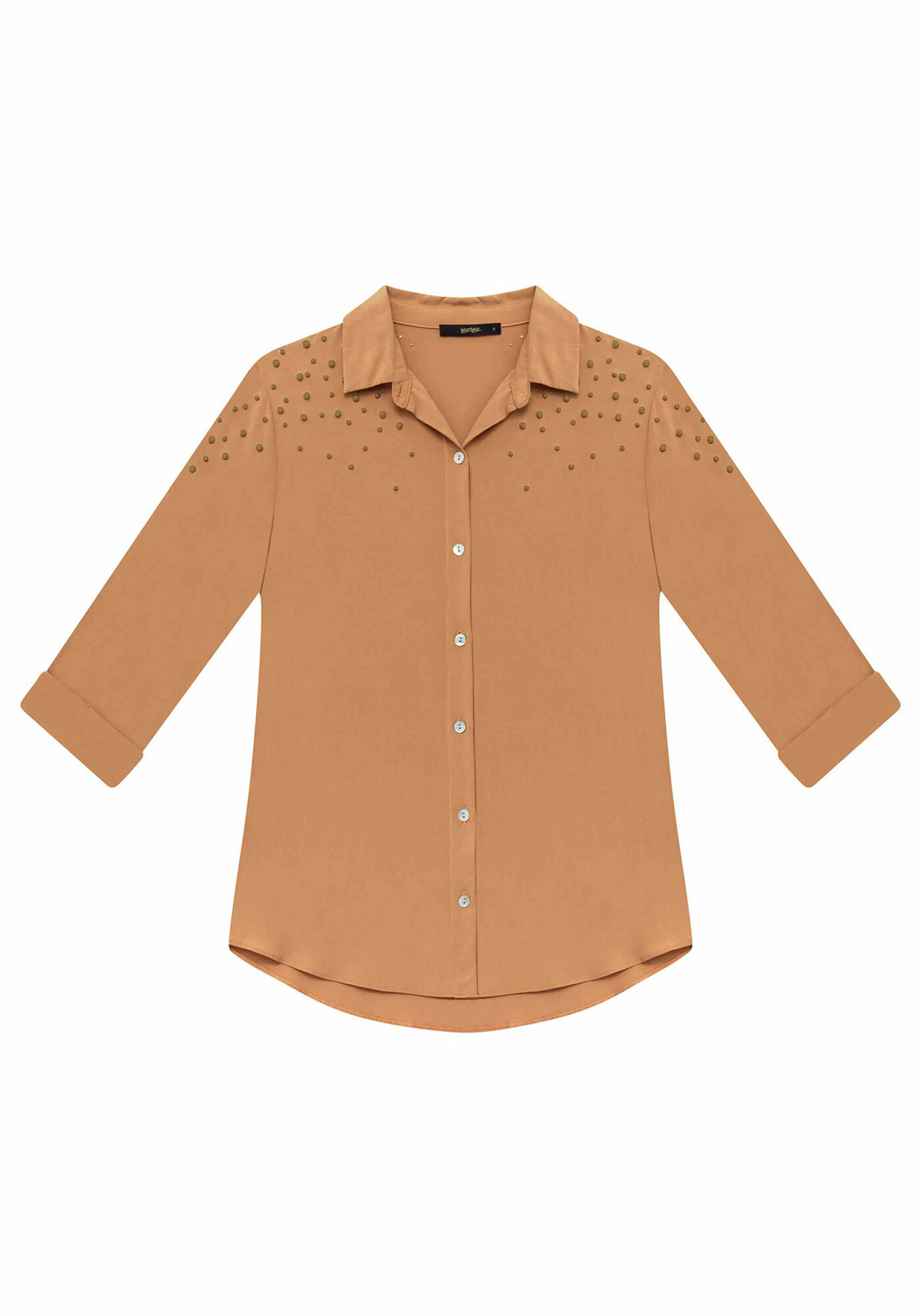 Camisa Manga 3/4 P&eacute;rolas Tecido, , large.