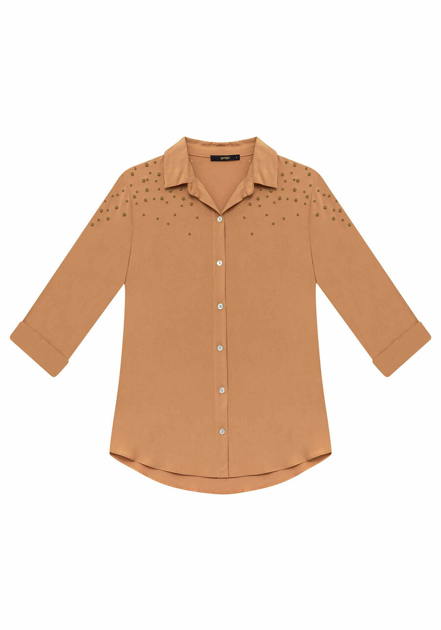 Camisa Manga 3/4 Pérolas Tecido, . Camisa Manga 3/4 Pérolas Tecido, , large.