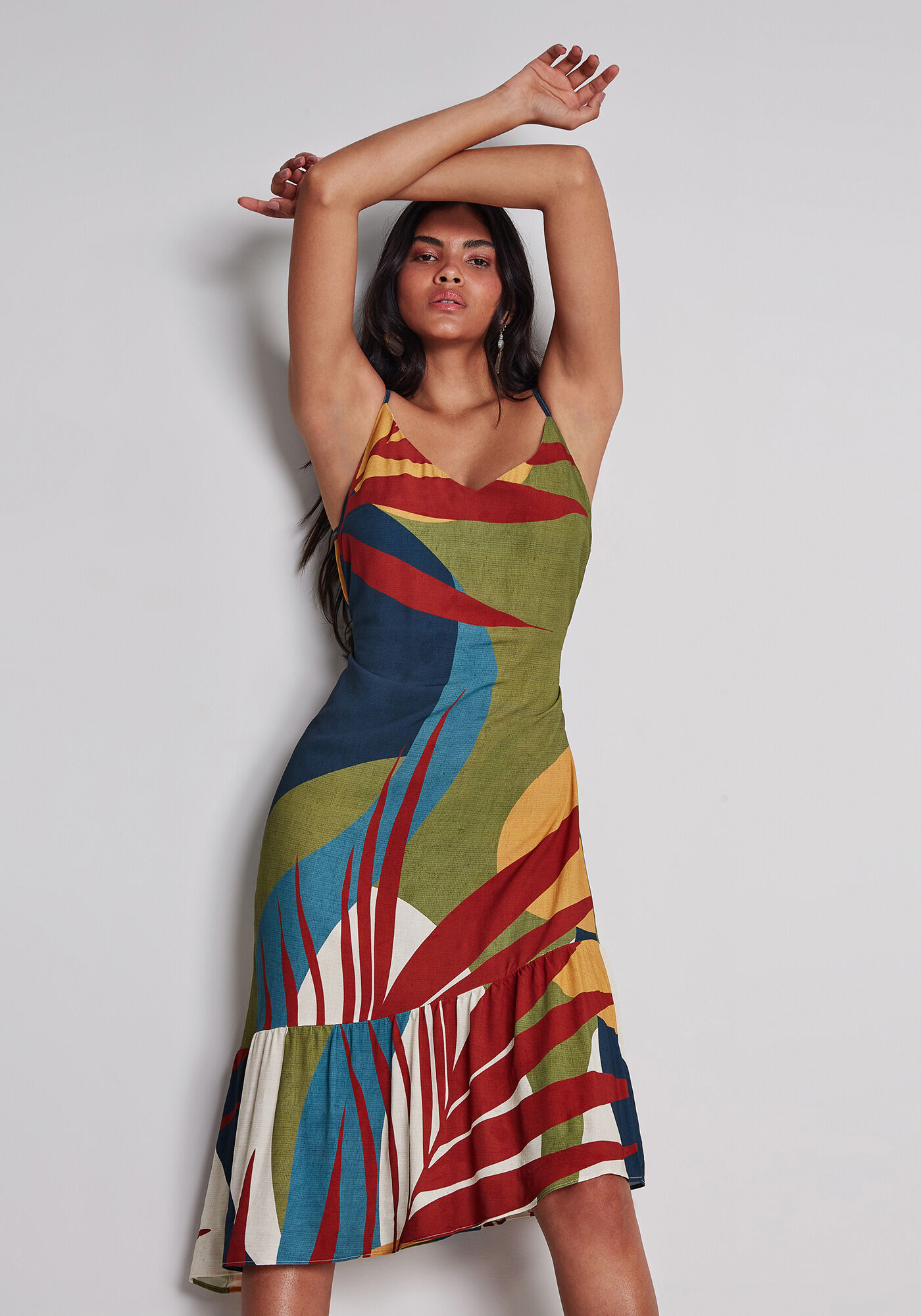 Vestido com Al&ccedil;as M&iacute;di Babado Corumbau, , large.