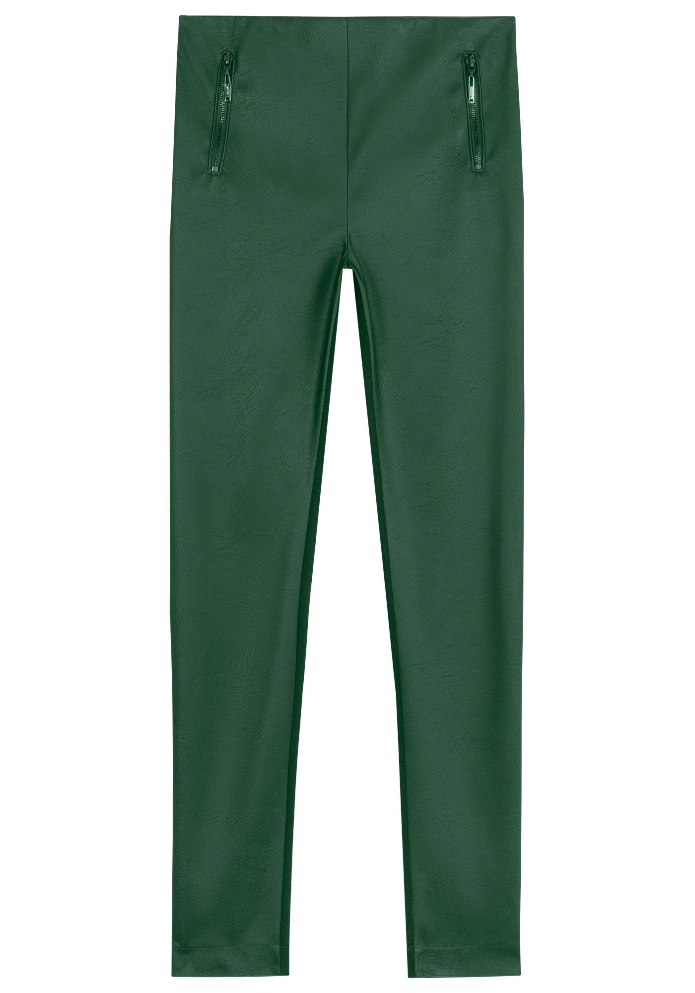 Cal&ccedil;a Skinny Cintura M&eacute;dia em PU com Detalhe Z&iacute;per, , large.