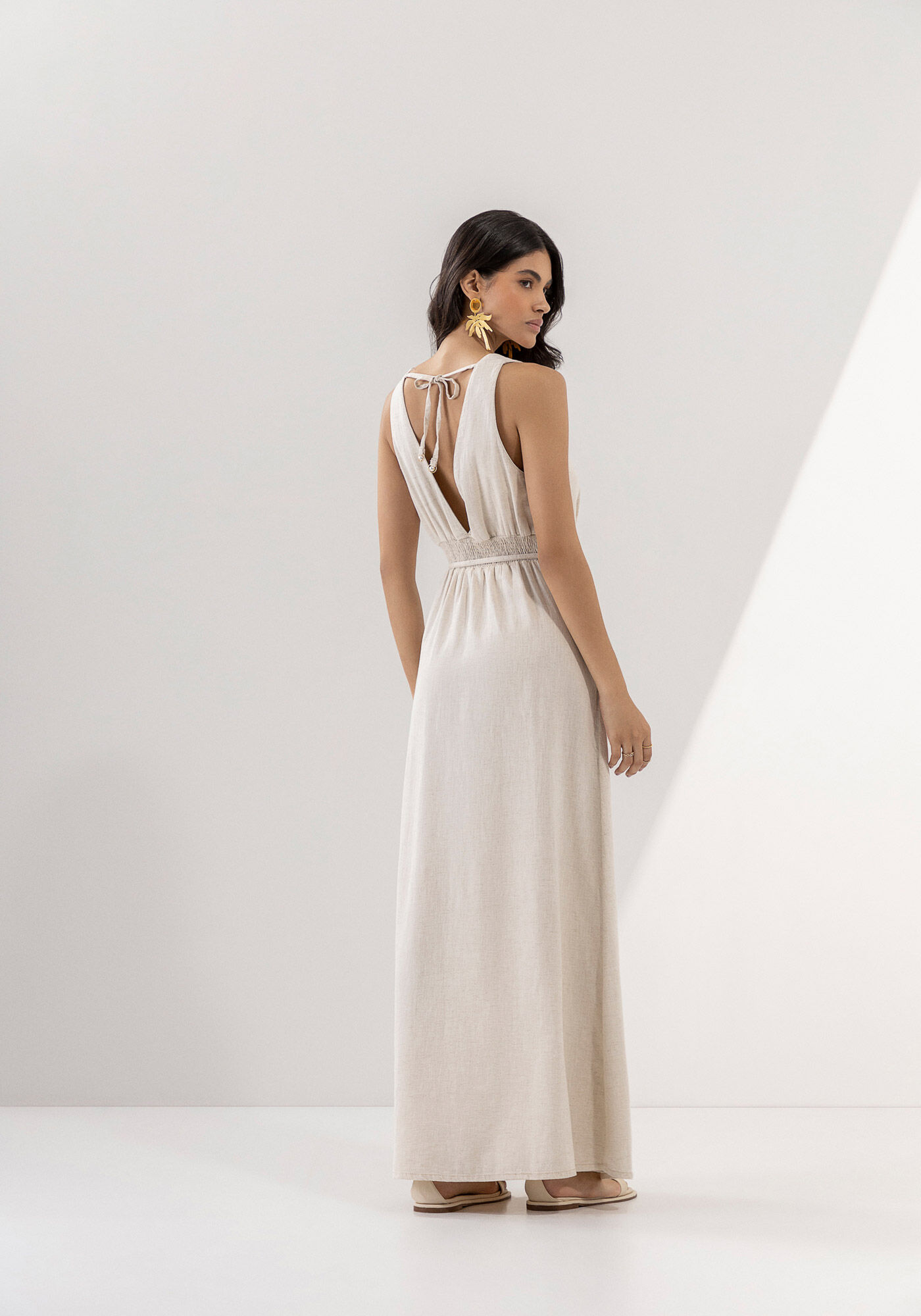 Vestido Longo em Tecido Sustent vel Transpassado Lez a Lez