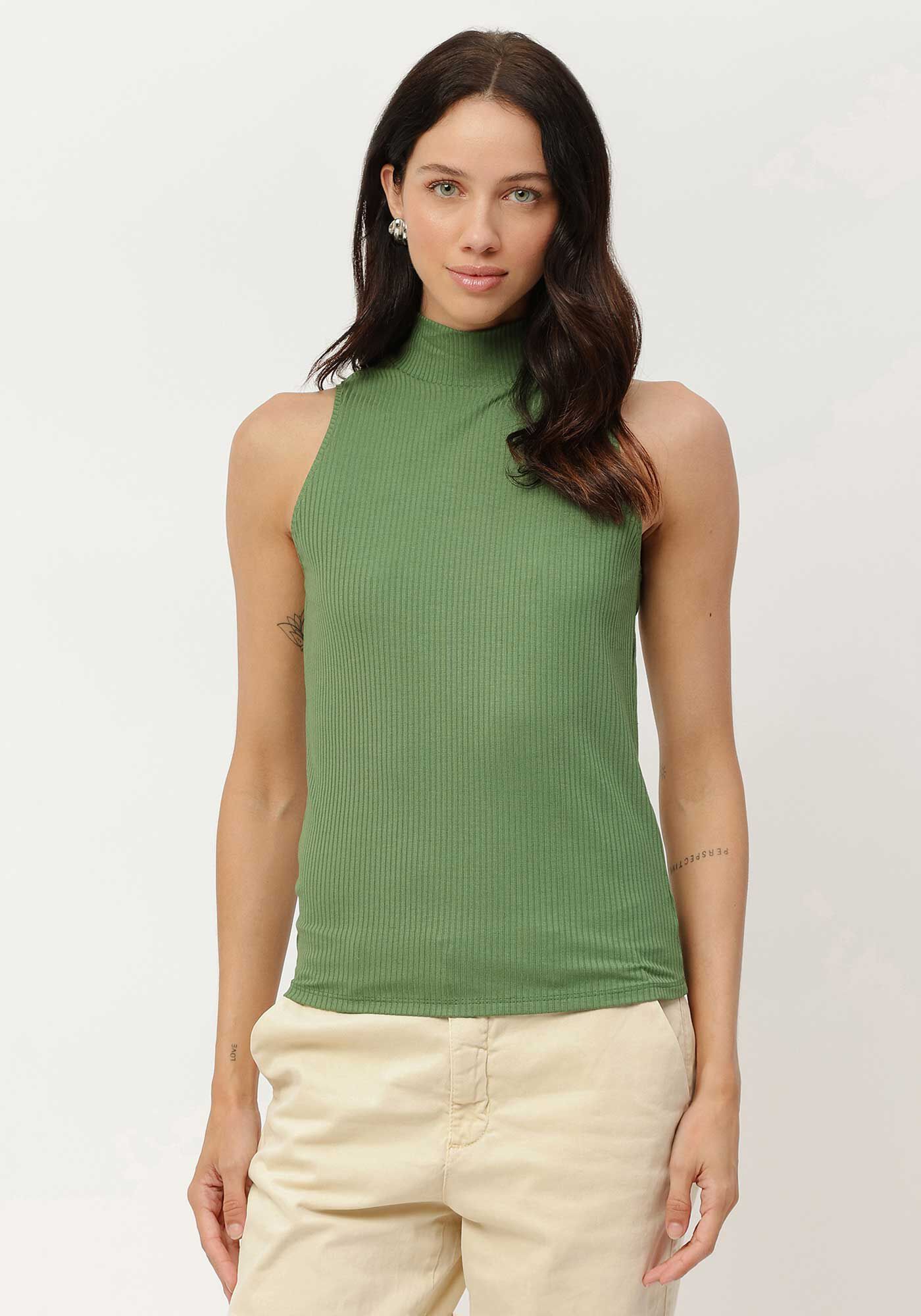 Regata Canelada com Gola Alta, , large.