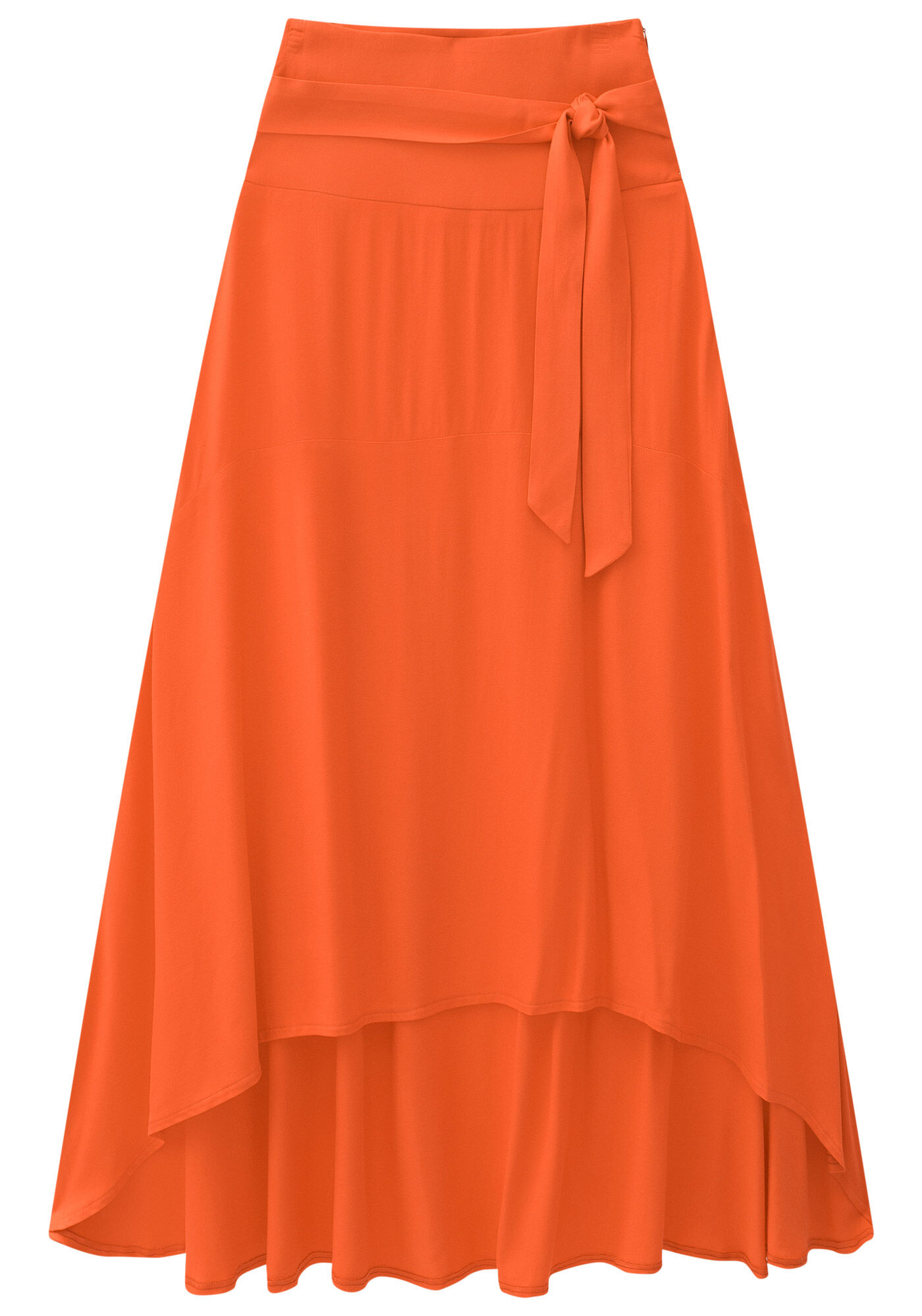 Saia Midi Assim&eacute;trica Viscose com Faixa, , large.