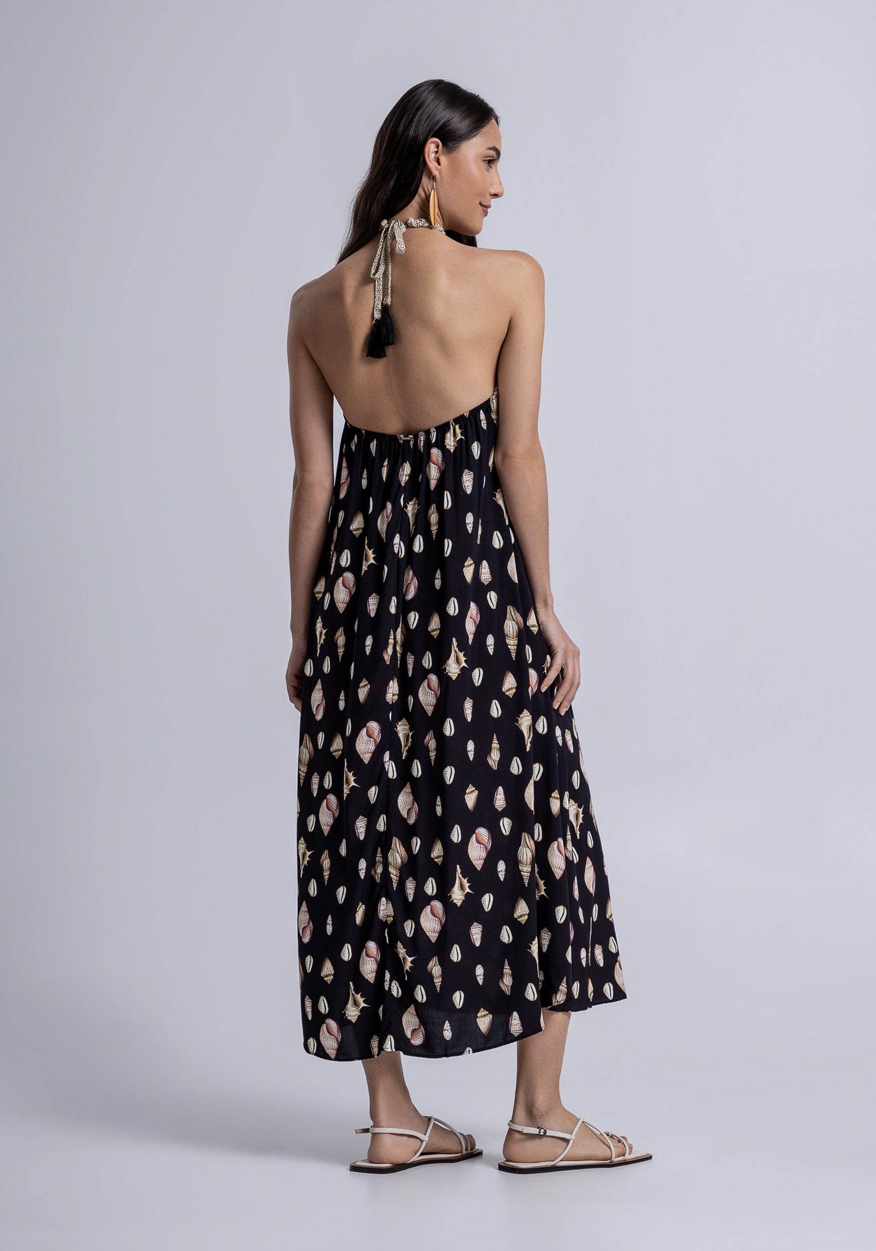 Vestido Midi Frente Única em Viscose Estampado, BUZIOS. Vestido Midi Frente Única em Viscose Estampado, BUZIOS, large.