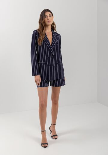 Blazer Alongado Em Alfaiataria Com Lapelas E Botões Forrados, MARINHO DEEP BLUE. Blazer Alongado Em Alfaiataria Com Lapelas E Botões Forrados, MARINHO DEEP BLUE, large.