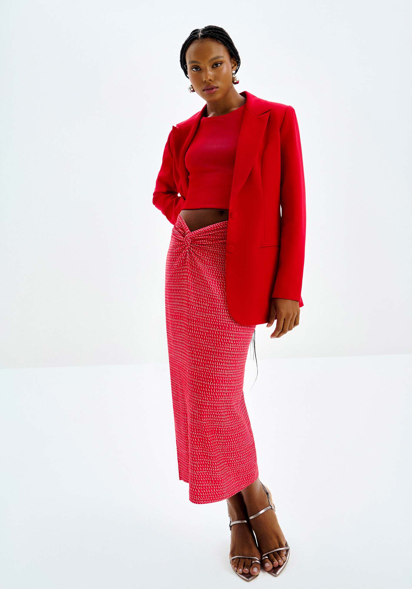 Saia Midi Estampada com Tor&ccedil;&atilde;o C&oacute;s, , large.