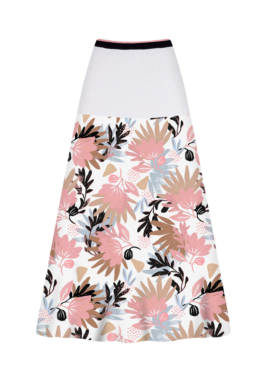Saia Mídi Evasê Estampada, . Saia Mídi Evasê Estampada, , large.
