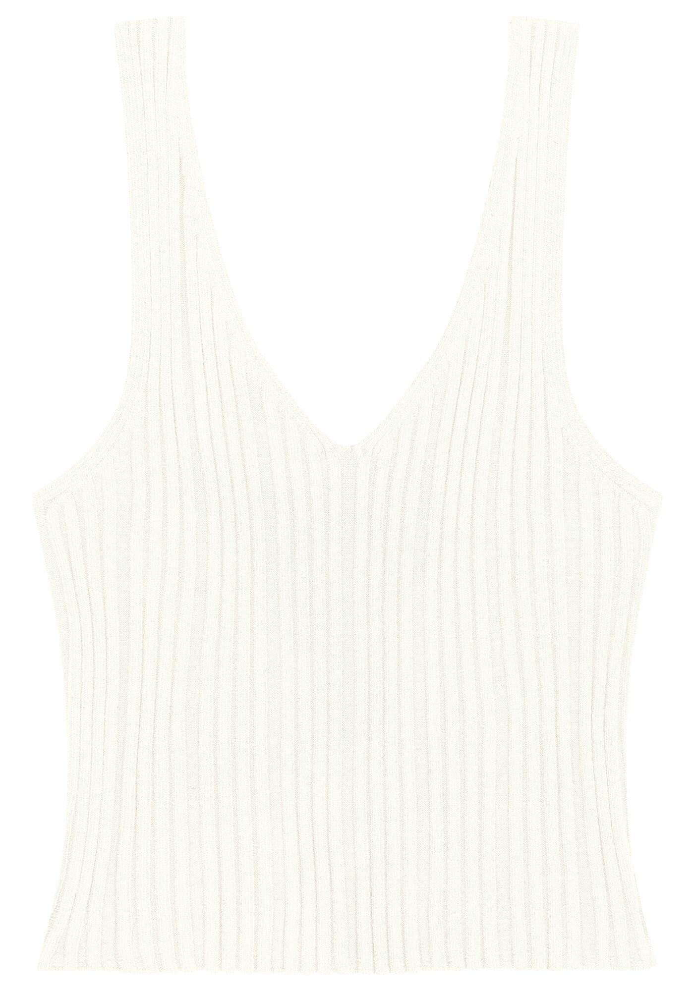 Blusa Cropped De Al&ccedil;as Com Decote Em V Em Malha De Tric&ocirc;, , large.