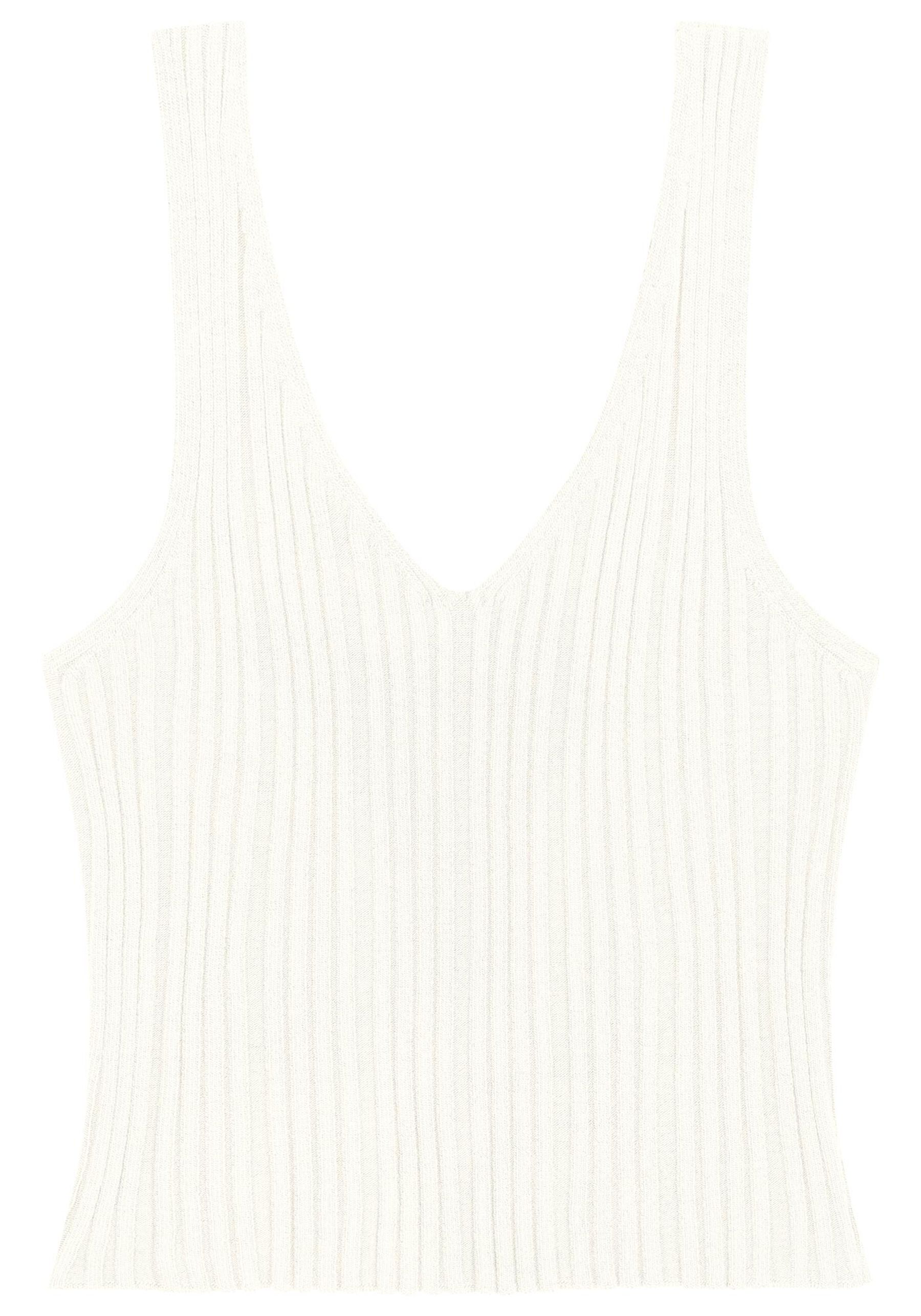 Blusa Cropped De Alças Com Decote Em V Em Malha De Tricô, BRANCO OFF WHITE. Blusa Cropped De Alças Com Decote Em V Em Malha De Tricô, BRANCO OFF WHITE, large.
