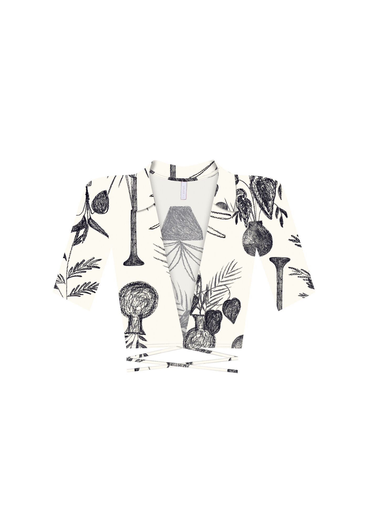 Blusa Manga 3/4 Franzido Estampa, CONTRASTE, large.