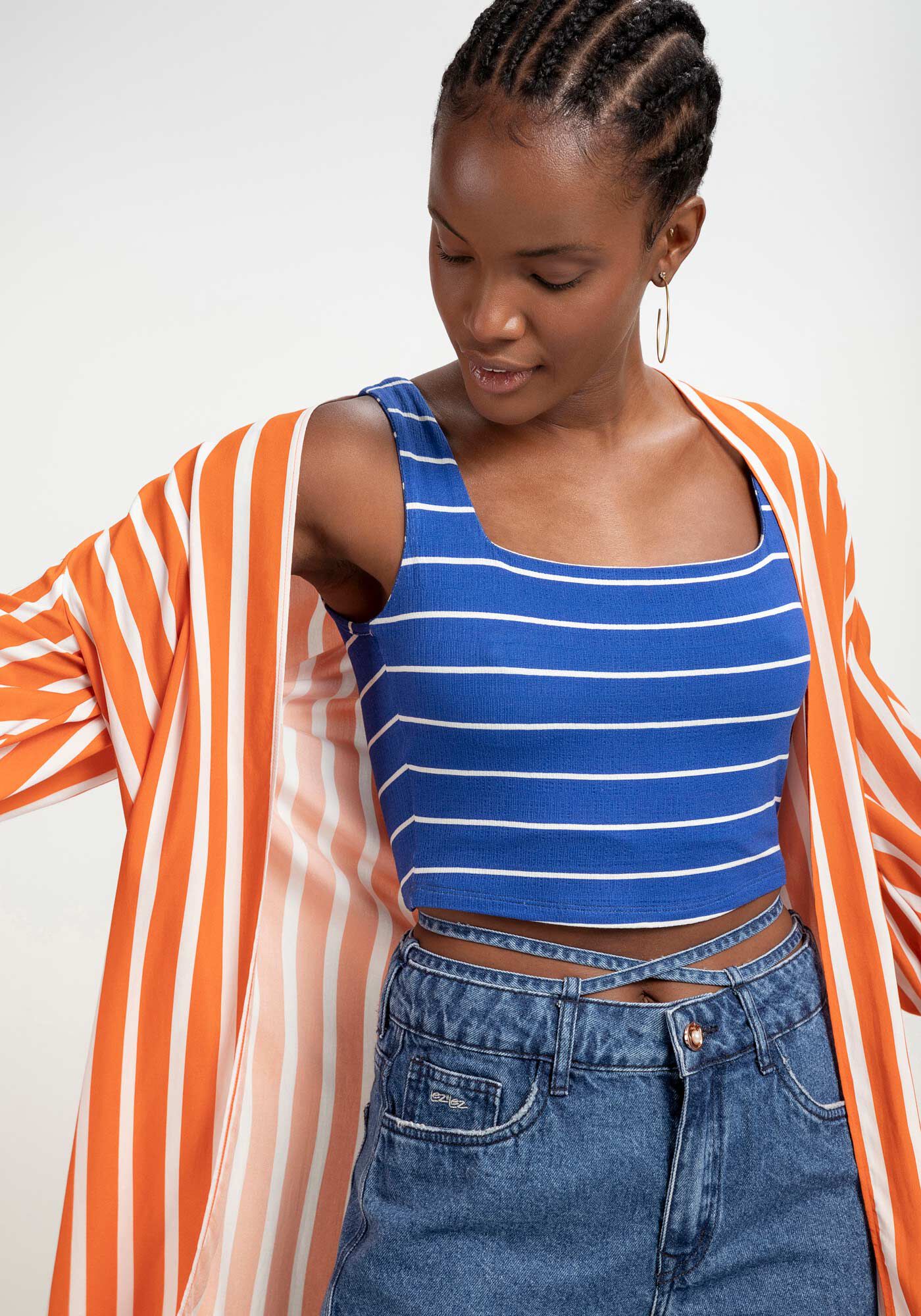 Regata Cropped em Malha com Decote Quadrado, , large.