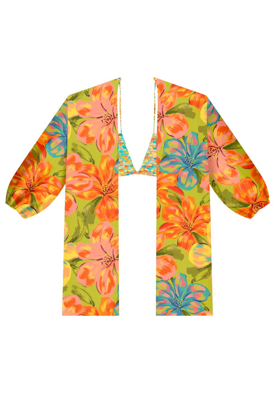 Kimono em Viscose com Top Estampado, . Kimono em Viscose com Top Estampado, , large.