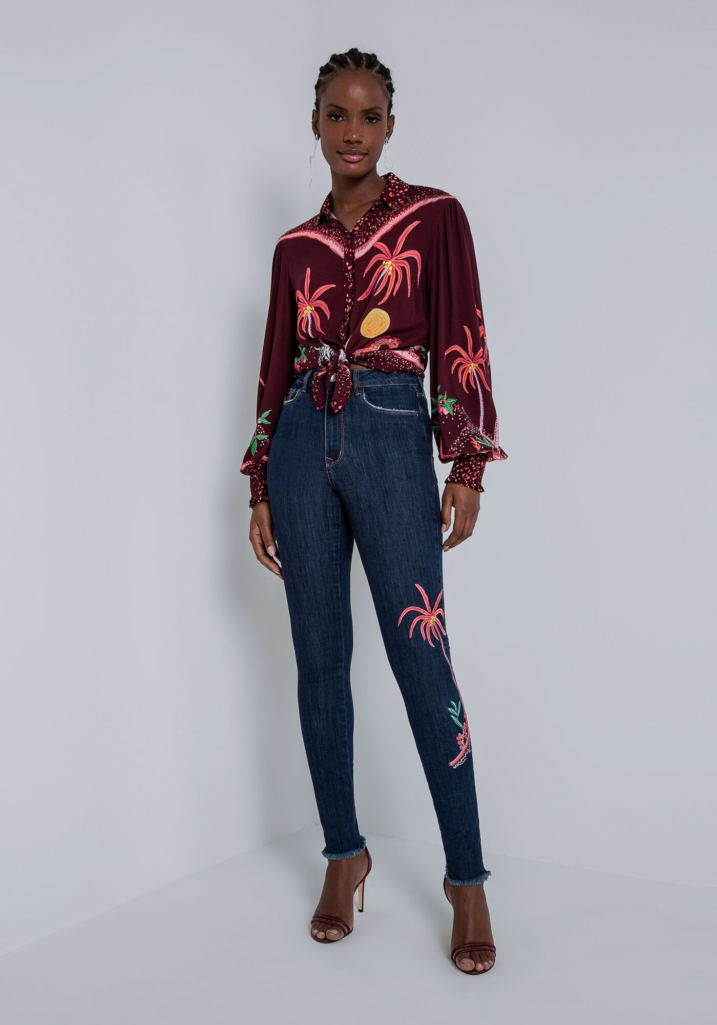 Camisa Manga Bufante em Viscose Ampla, NOITE ENCANTADA, large.