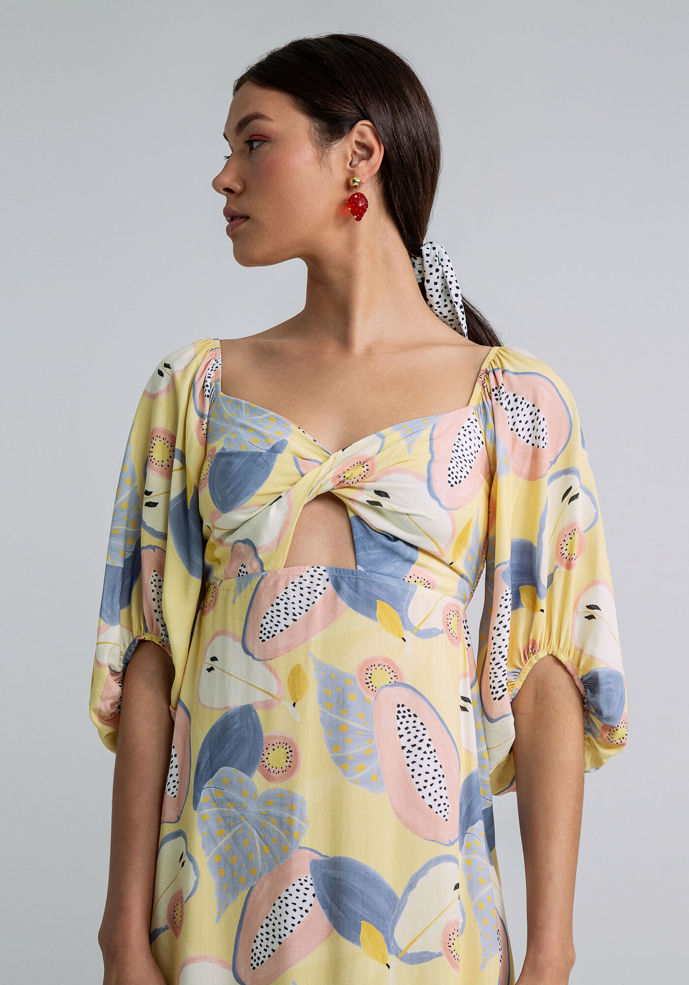 Vestido Midi Manga Bufante Len&ccedil;o, FRESCOR, large.