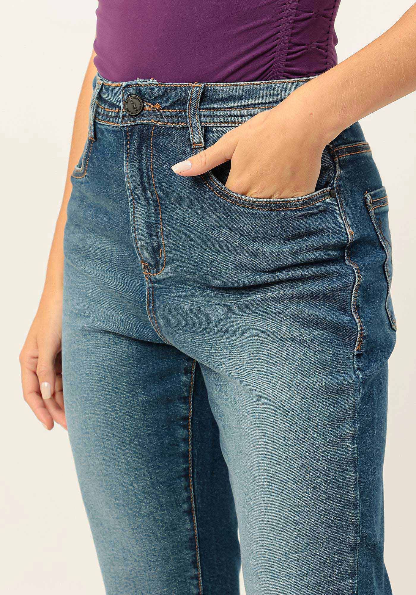 Cal&ccedil;a Jeans Reta Slim Cintura Alta Cropped, , large.