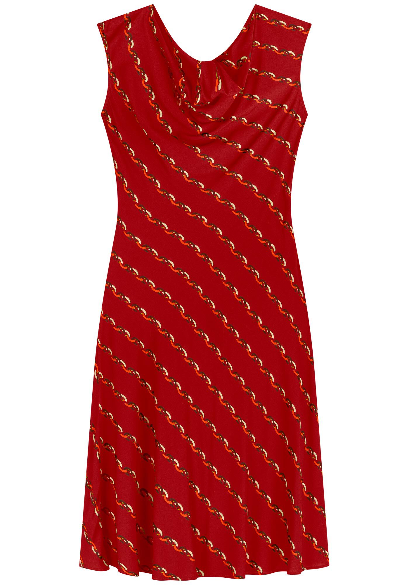 Vestido Midi Sem Mangas Estampado Com Gola Degag&ecirc;, , large.