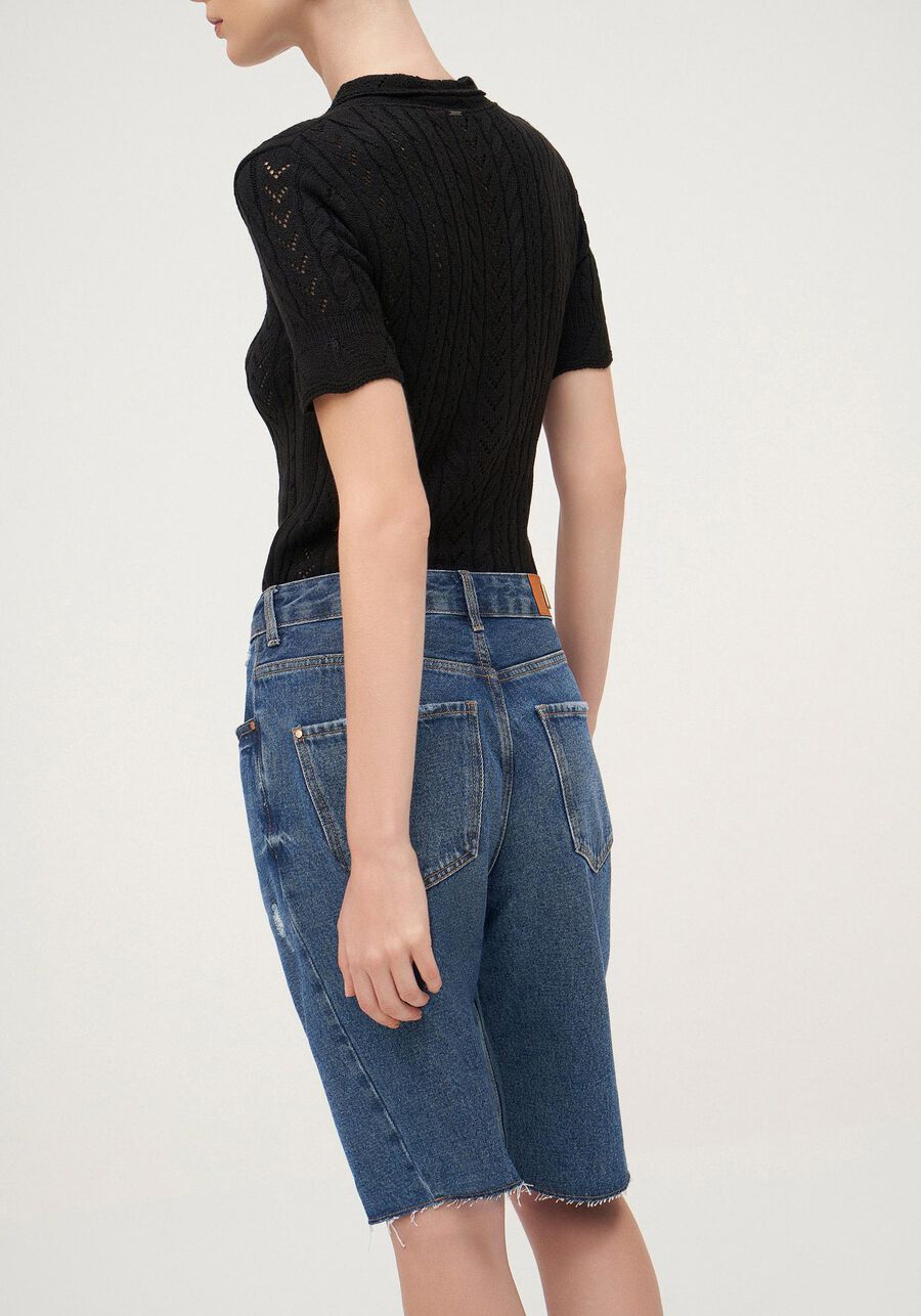 Bermuda Jeans com Cintura Alta, JEANS. Bermuda Jeans com Cintura Alta, JEANS, large.