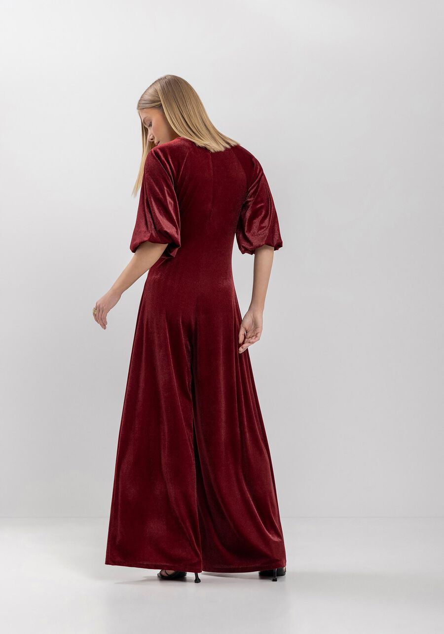 Macacão Longo Com Mangas Amplas Em Malha De Veludo, . Macacão Longo Com Mangas Amplas Em Malha De Veludo, , large.