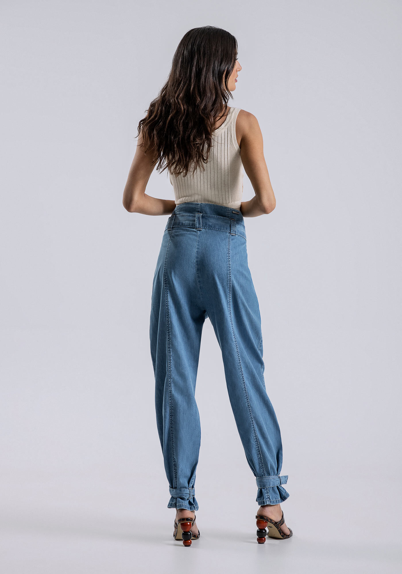 Calça jeans amarração online