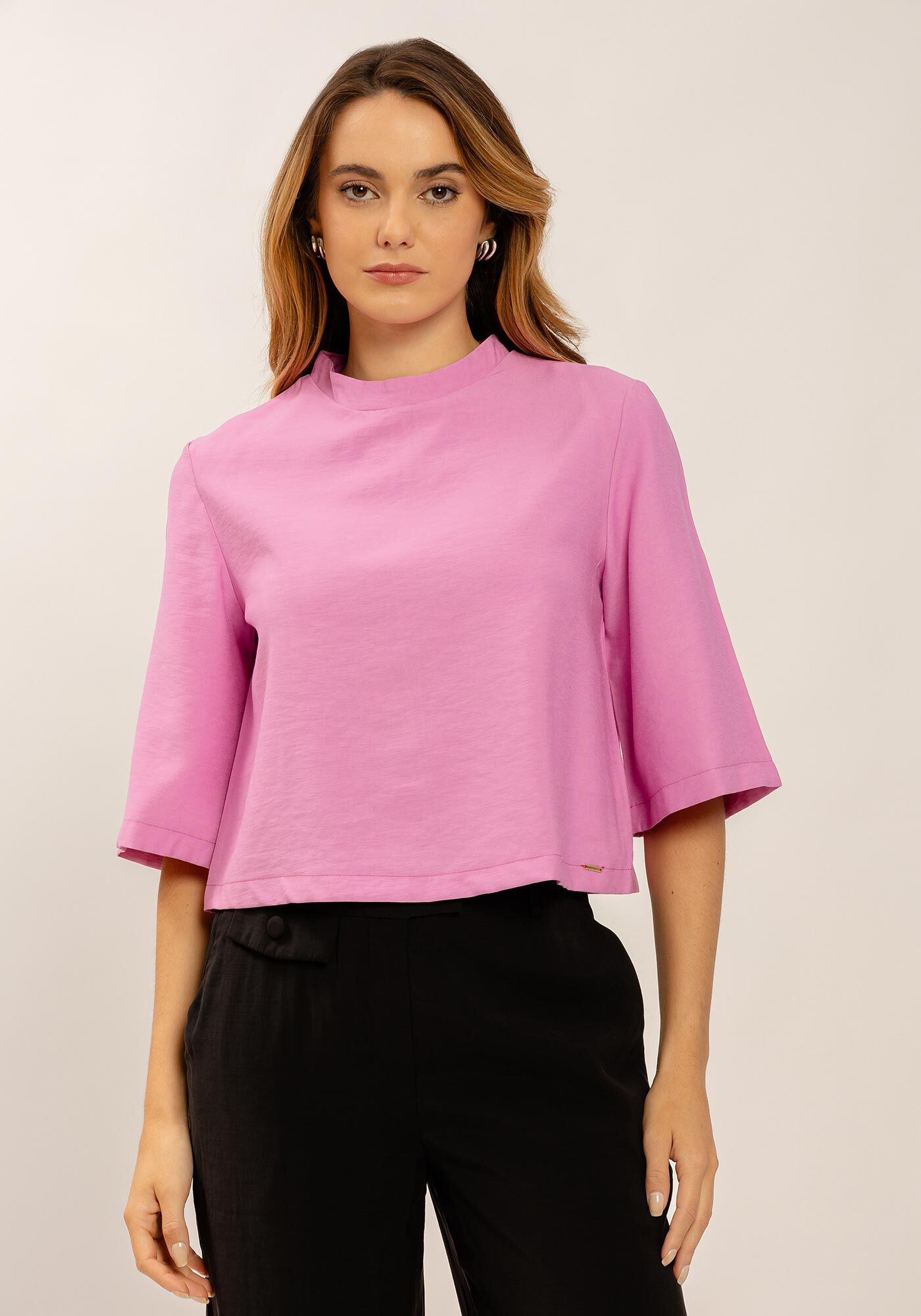 Blusa M&aacute;xi Mangas com Gola, , large.