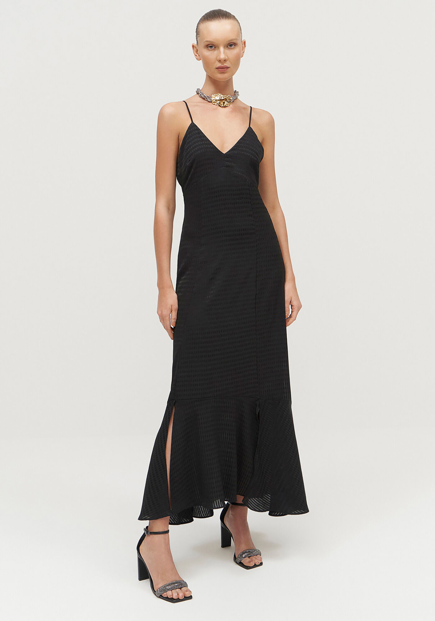 Vestido Longo com Manga Longa Flare Remov&iacute;vel, , large.