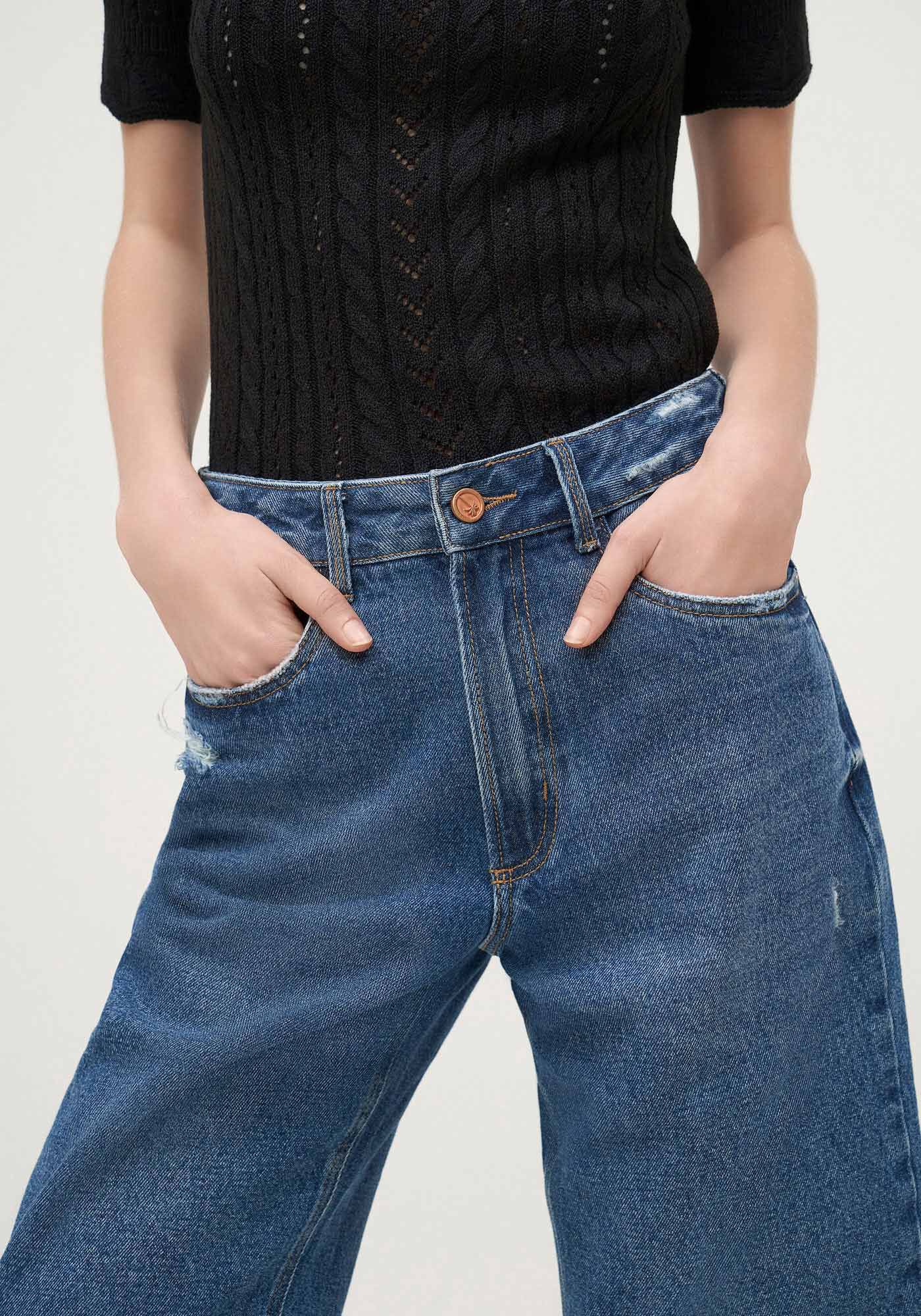 Bermuda Jeans com Cintura Alta, , large.