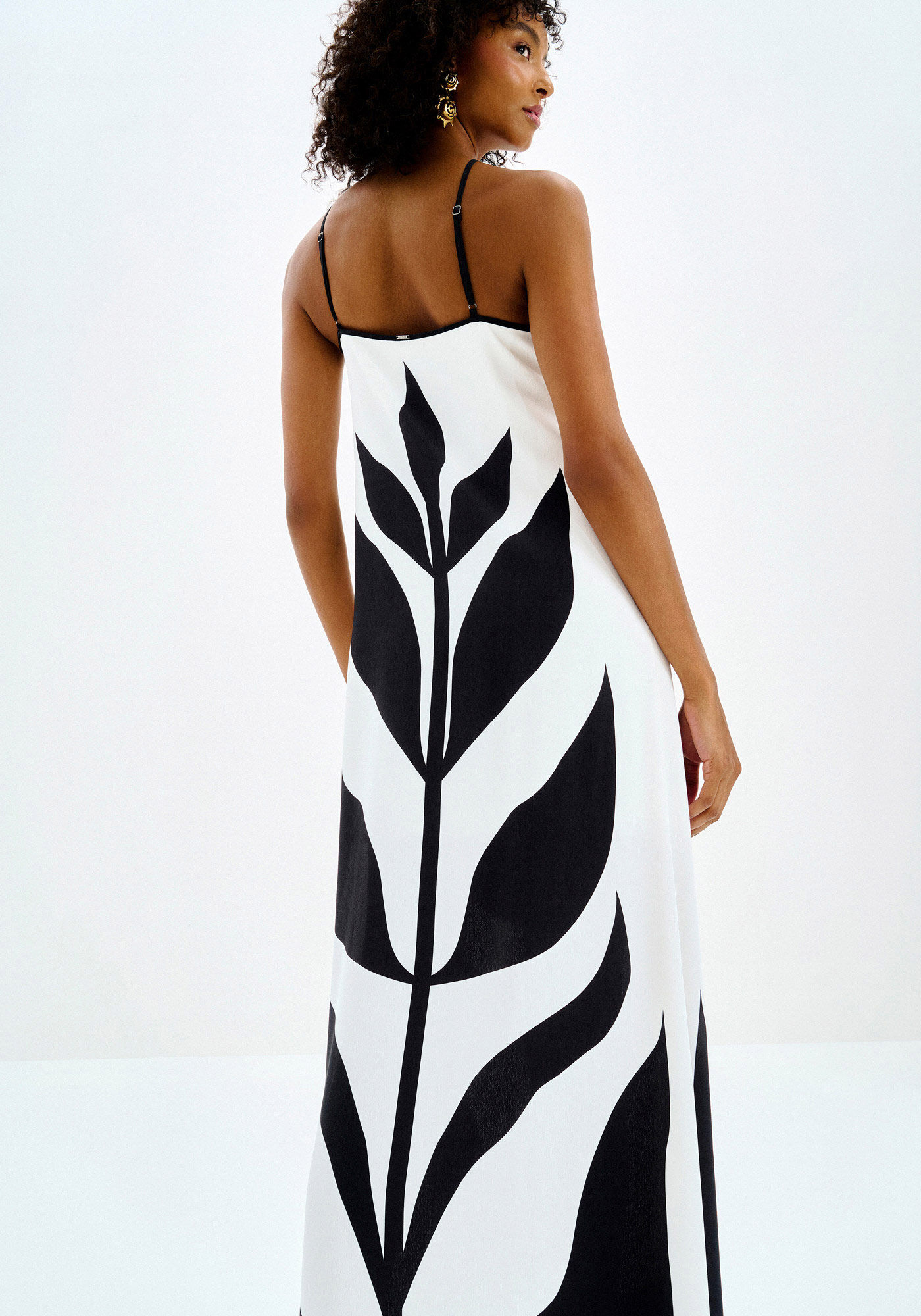 Vestido Longo Cross Neck Estampado com Cinto, , large.