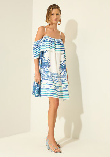 Vestido Curto Estampado Com Alças, MARE BEGE. Vestido Curto Estampado Com Alças, MARE BEGE, large.