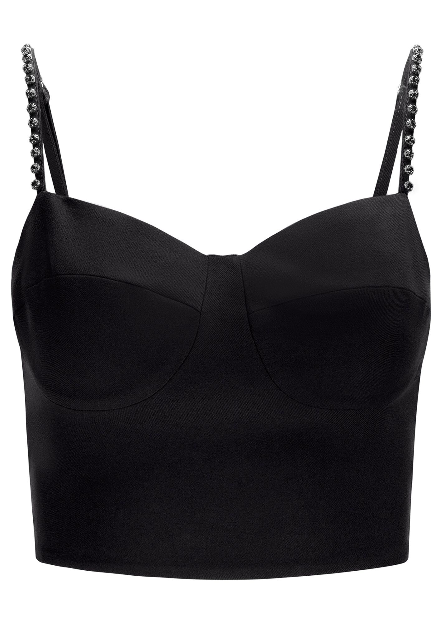 Blusa Cropped em Viscose com Strass Al&ccedil;as, , large.