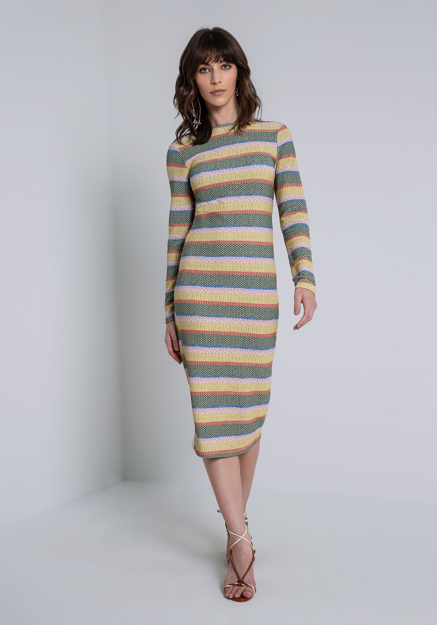 Vestido de sales malha justo midi