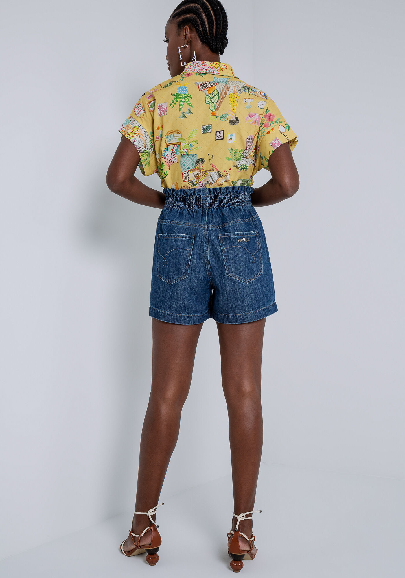 Shorts Jeans Calif&oacute;rnia Super Alto com El&aacute;stico, JEANS, large.