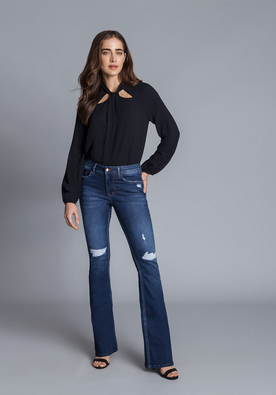 Calça Flare Malibu Elastic, JEANS. Calça Flare Malibu Elastic, JEANS, large.