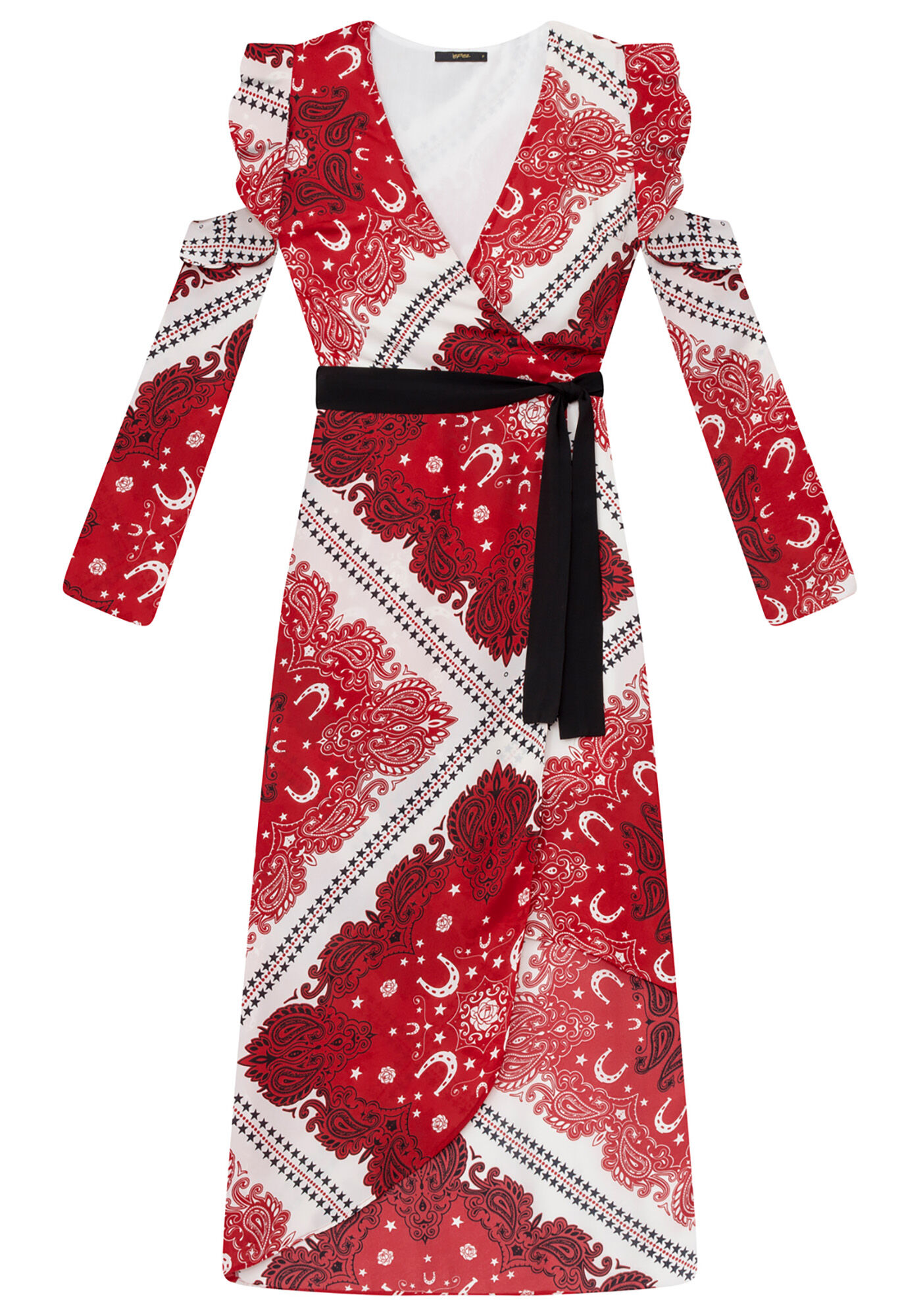 Vestido M&iacute;di Estampado Cinto Tecido, , large.