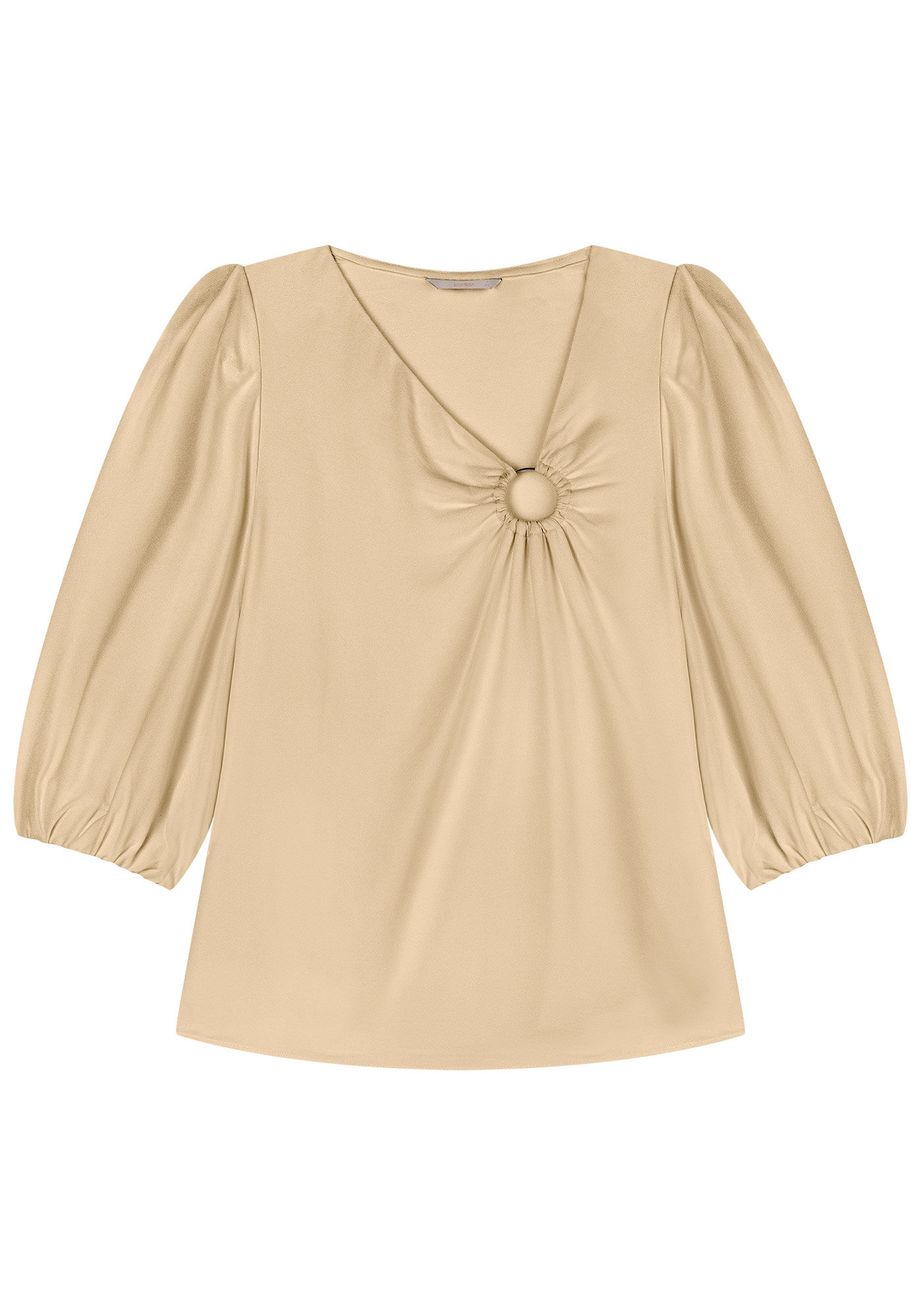 Blusa Manga 3/4 em Crepe com Detalhe Decote, , large.